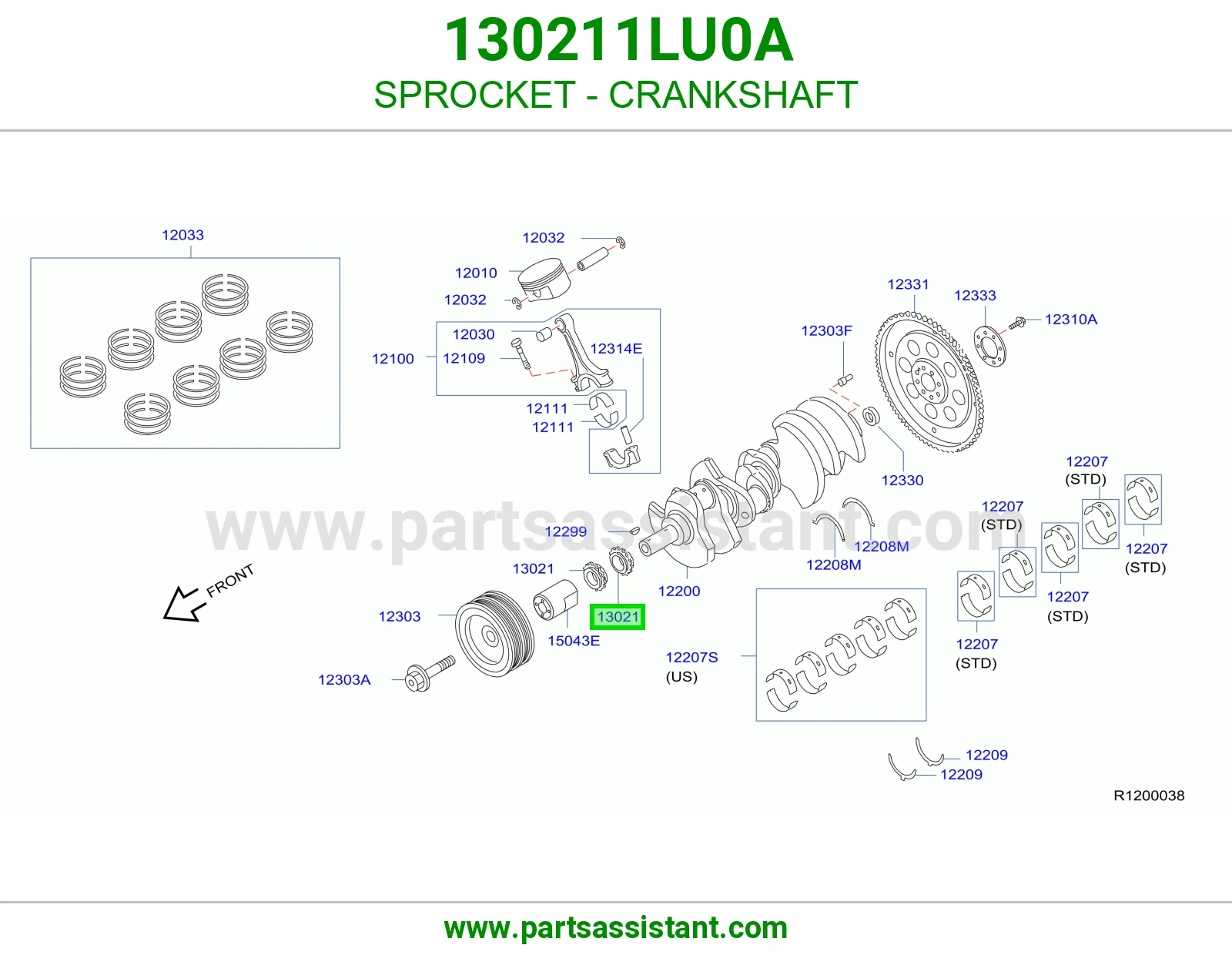 ترس عمود كرنك 130211LU0A
