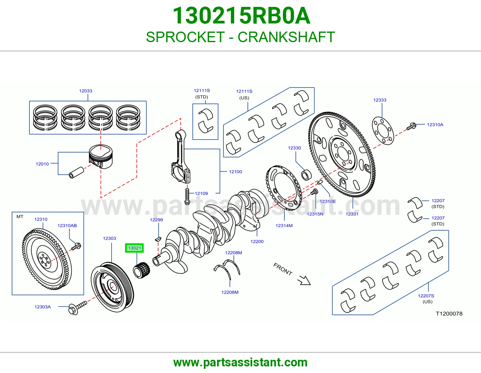 ترس عمود كرنك 130215RB0A