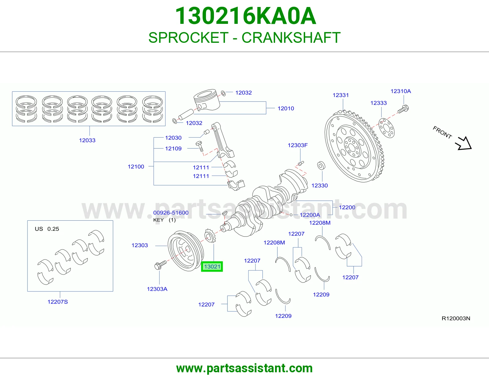 ترس عمود كرنك 130216KA0A