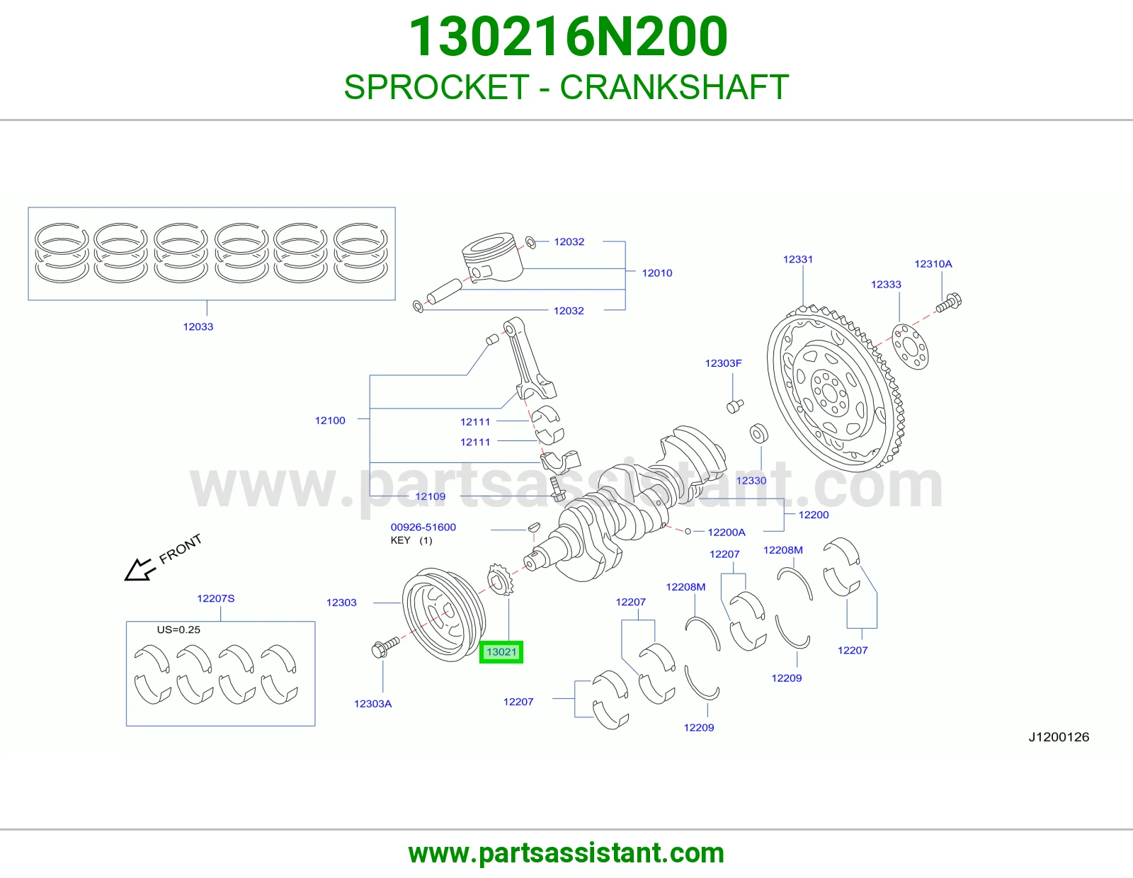 SPROCKET - CRANKSHAFT 130216N200