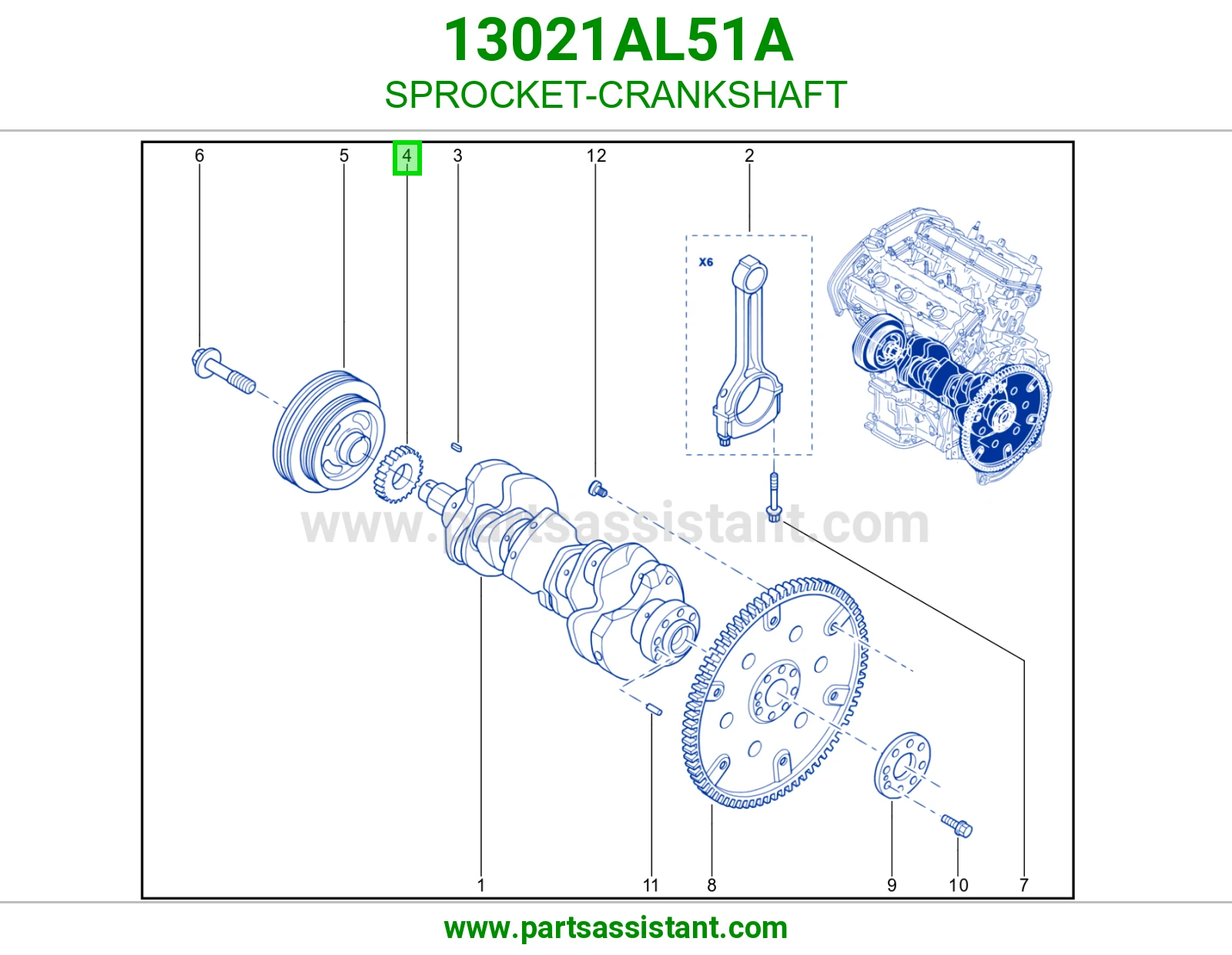 ترس جنزير كرنك 13021AL51A