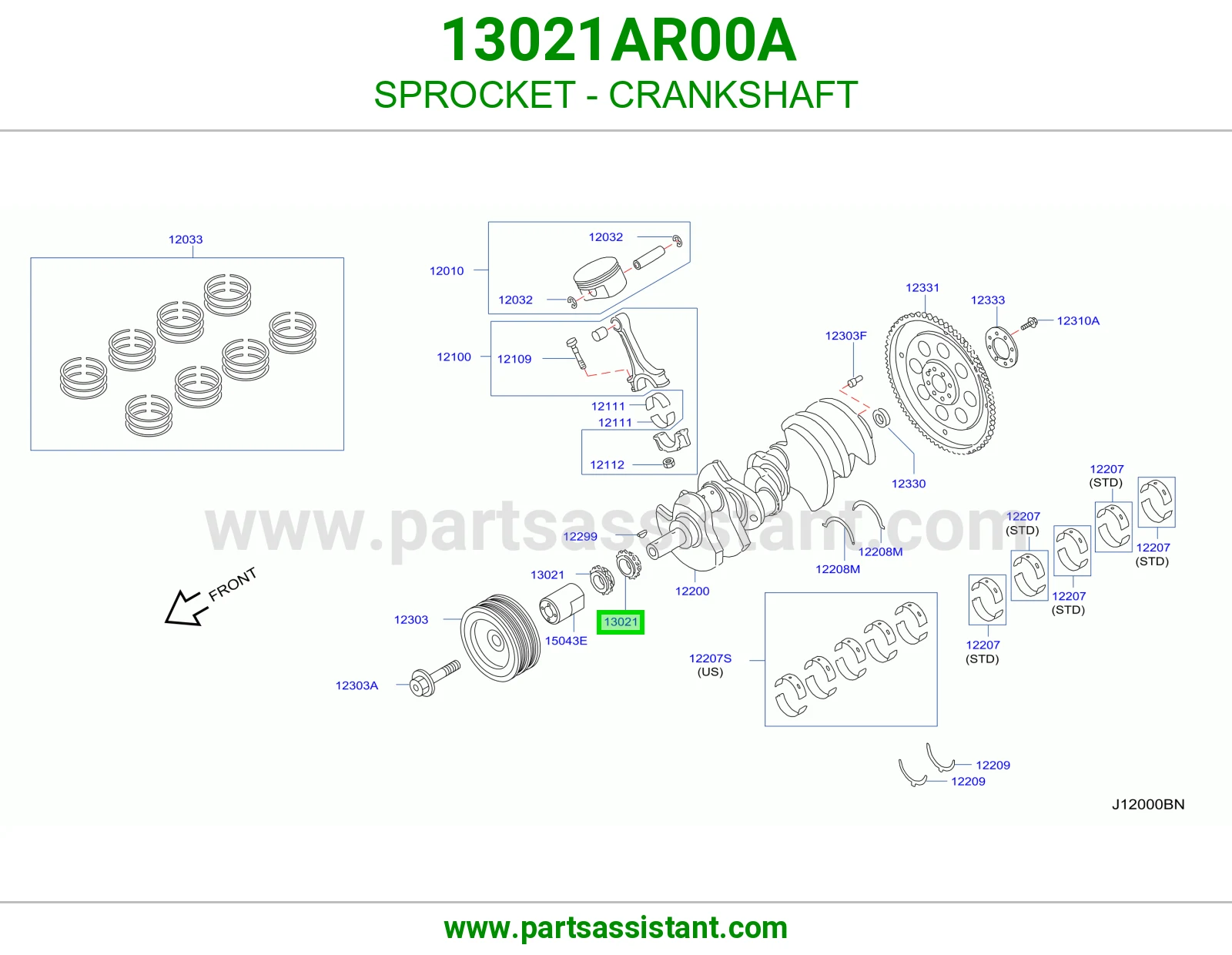 ترس عمود كرنك 13021AR00A