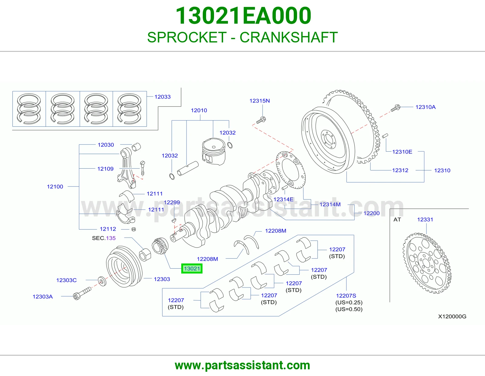 ترس عمود كرنك 13021EA000