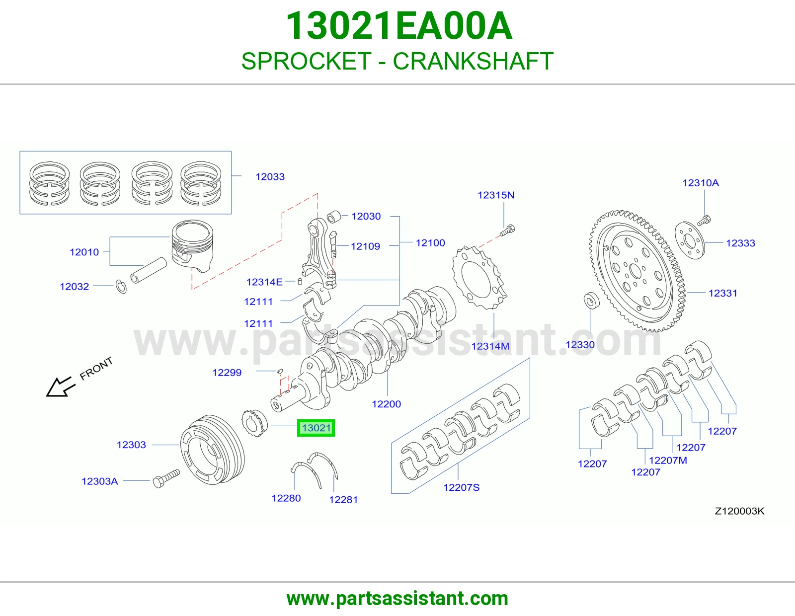 ترس عمود كرنك 13021EA00A