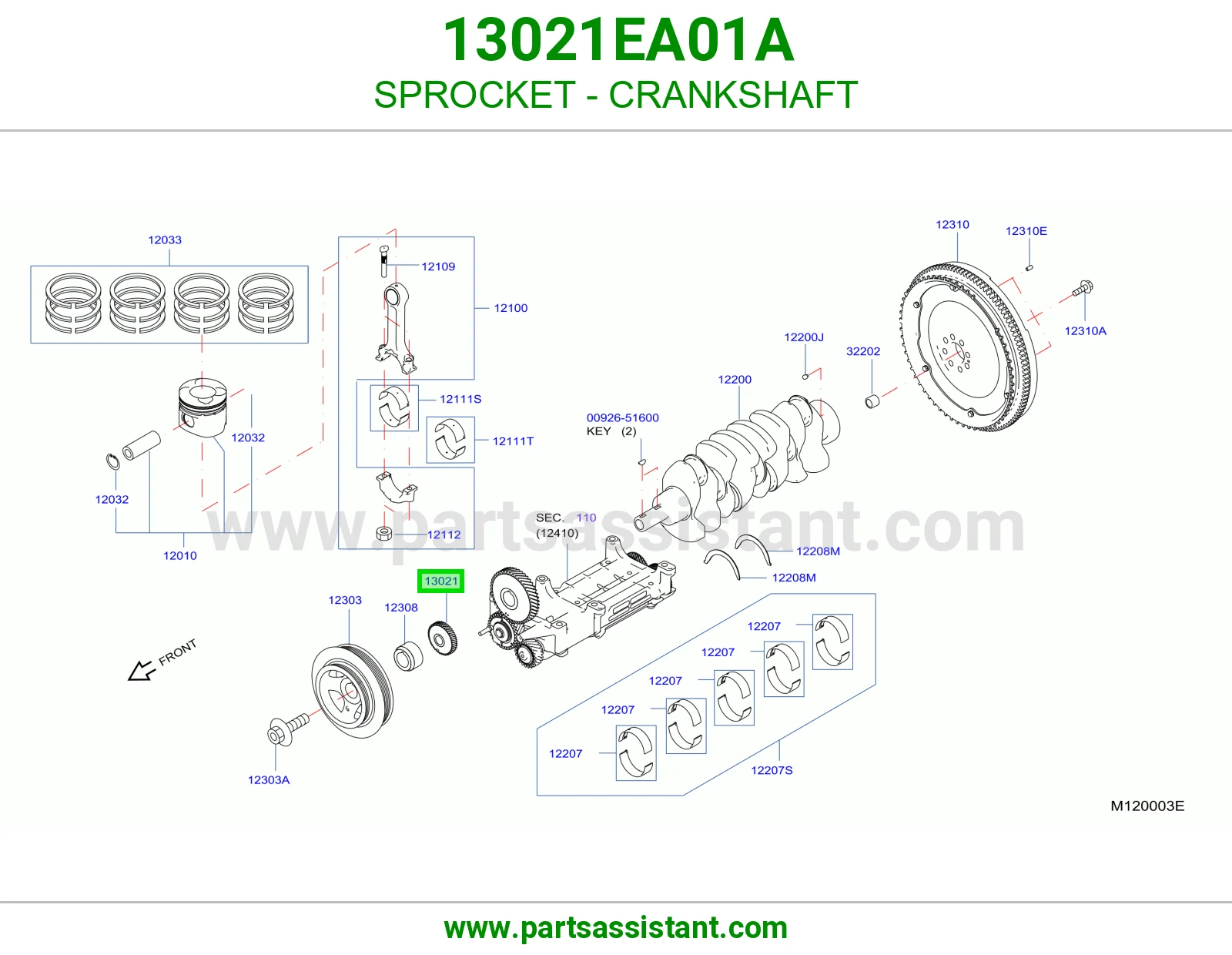 ترس عمود كرنك 13021EA01A