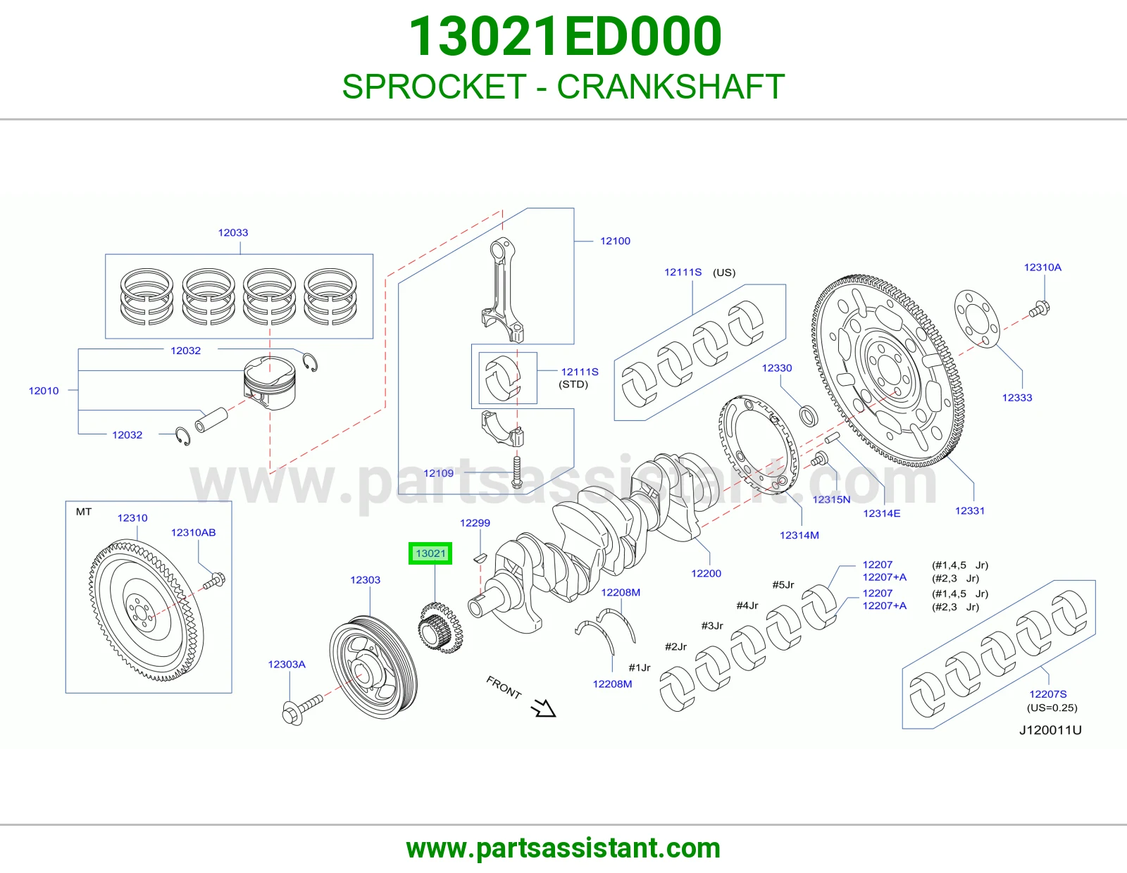 ترس عمود كرنك 13021ED000