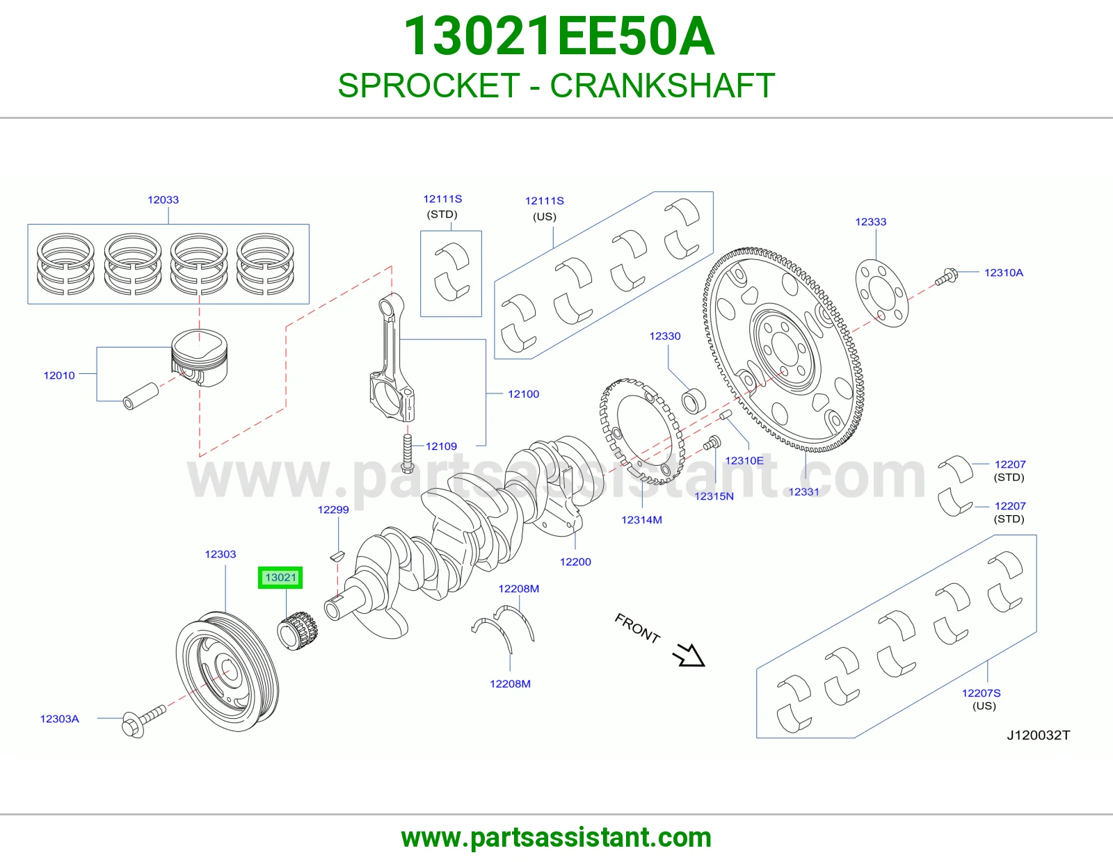 ترس عمود كرنك 13021EE50A