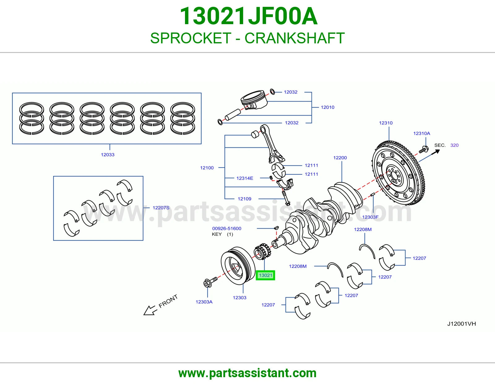 ترس عمود كرنك 13021JF00A