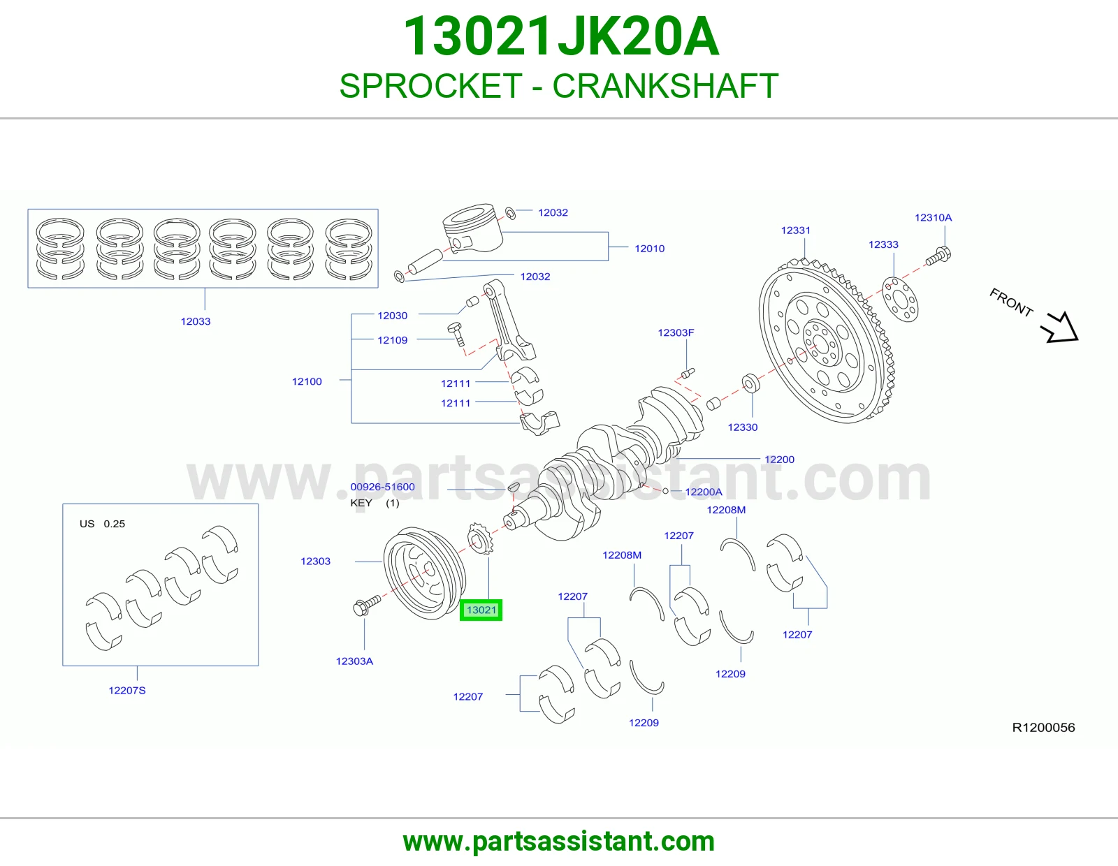 ترس عمود كرنك 13021JK20A