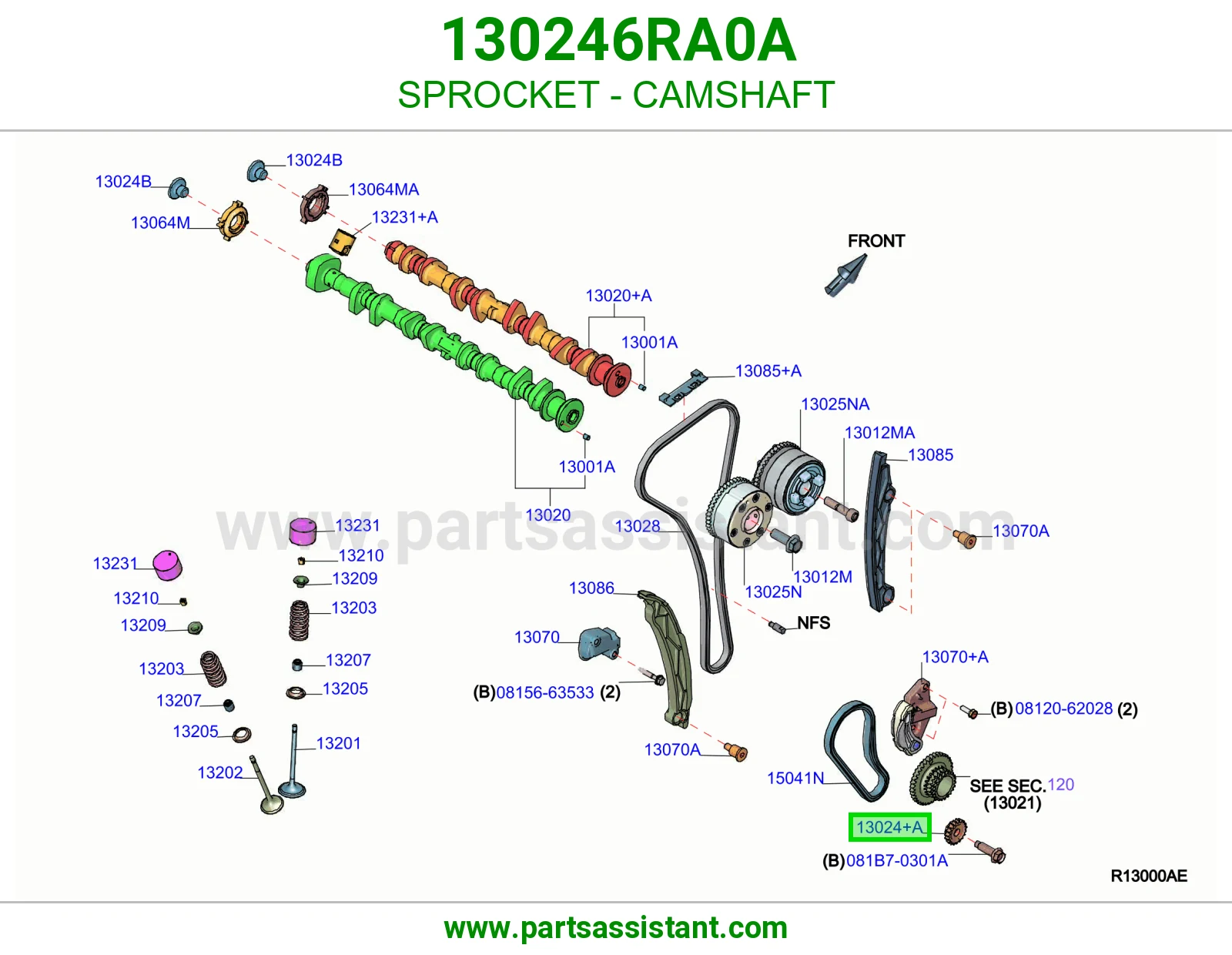 ترس جنزير عمود تيمن 130246RA0A