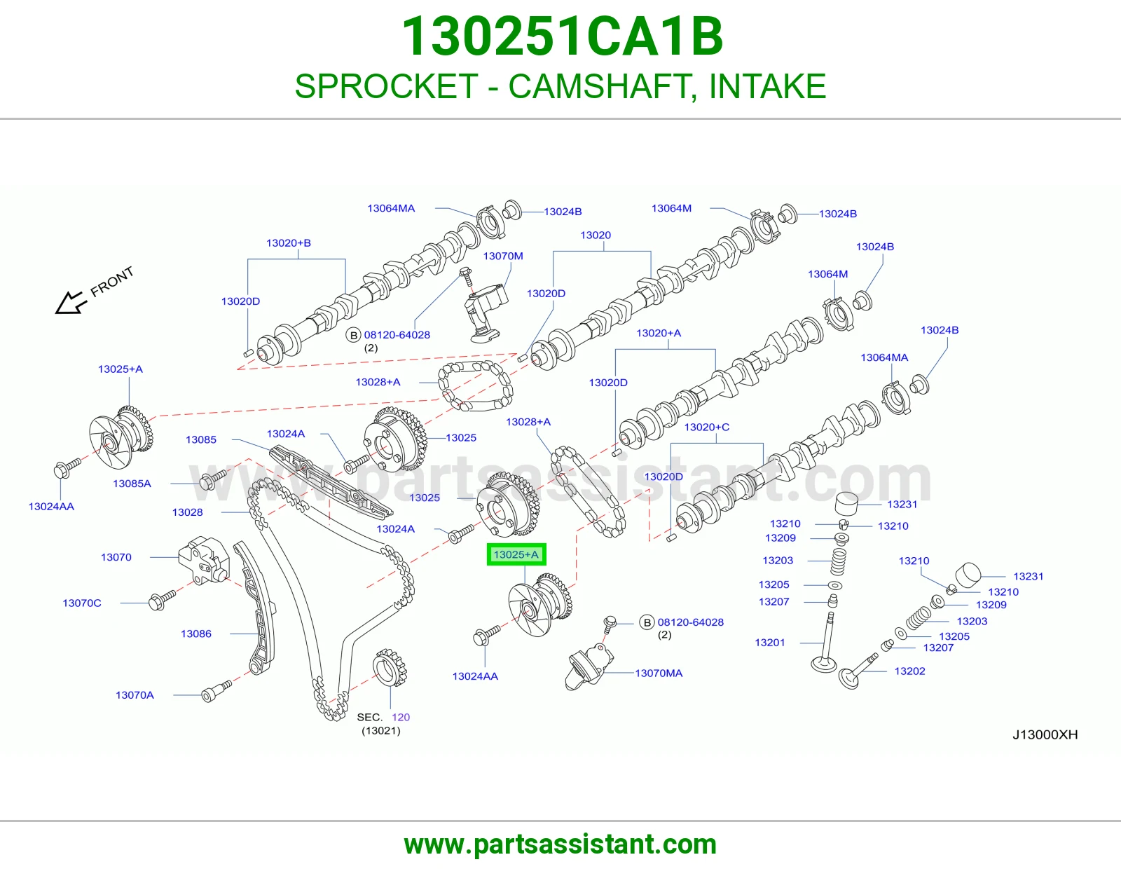 ترس جنزير عمود تيمن 130251CA1B