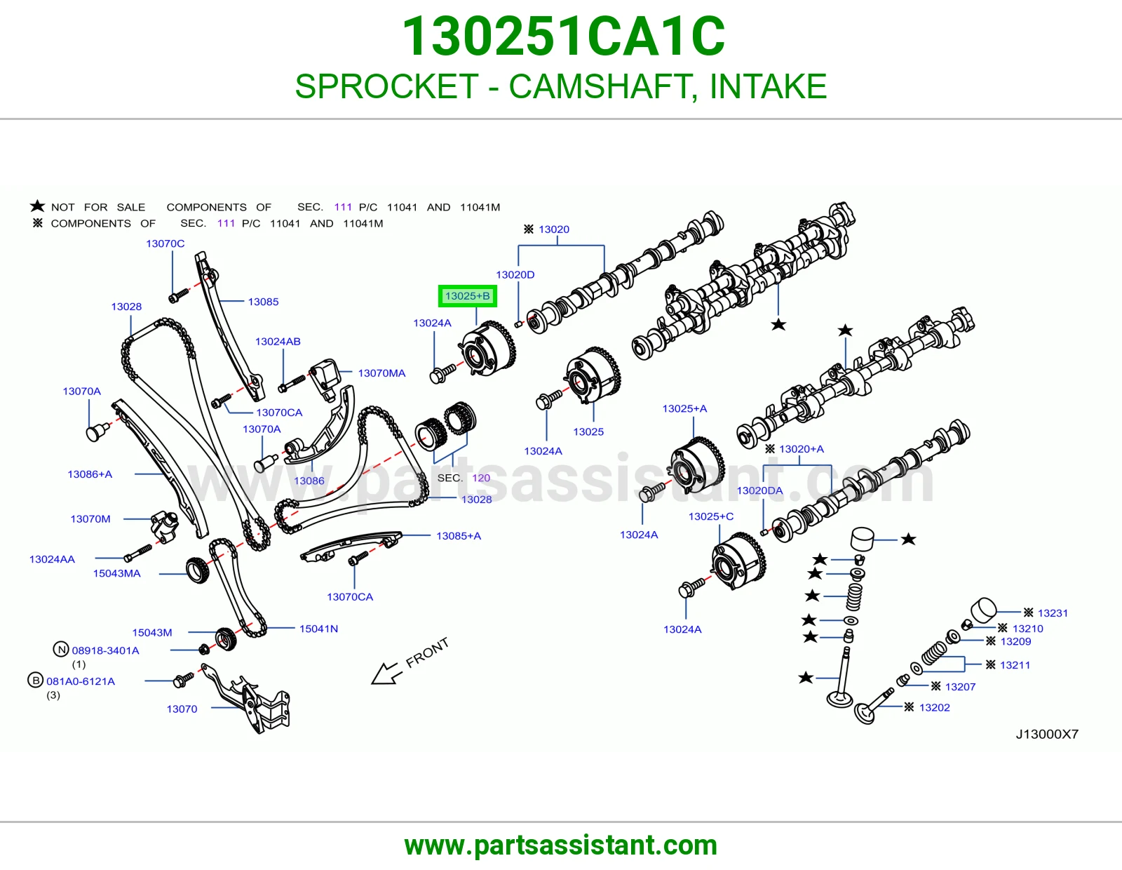 ترس جنزير عمود تيمن سحب هواء 130251CA1C