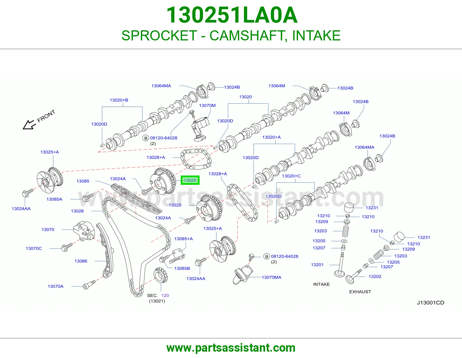 ترس جنزير عمود تيمن يمين 130251LA0A