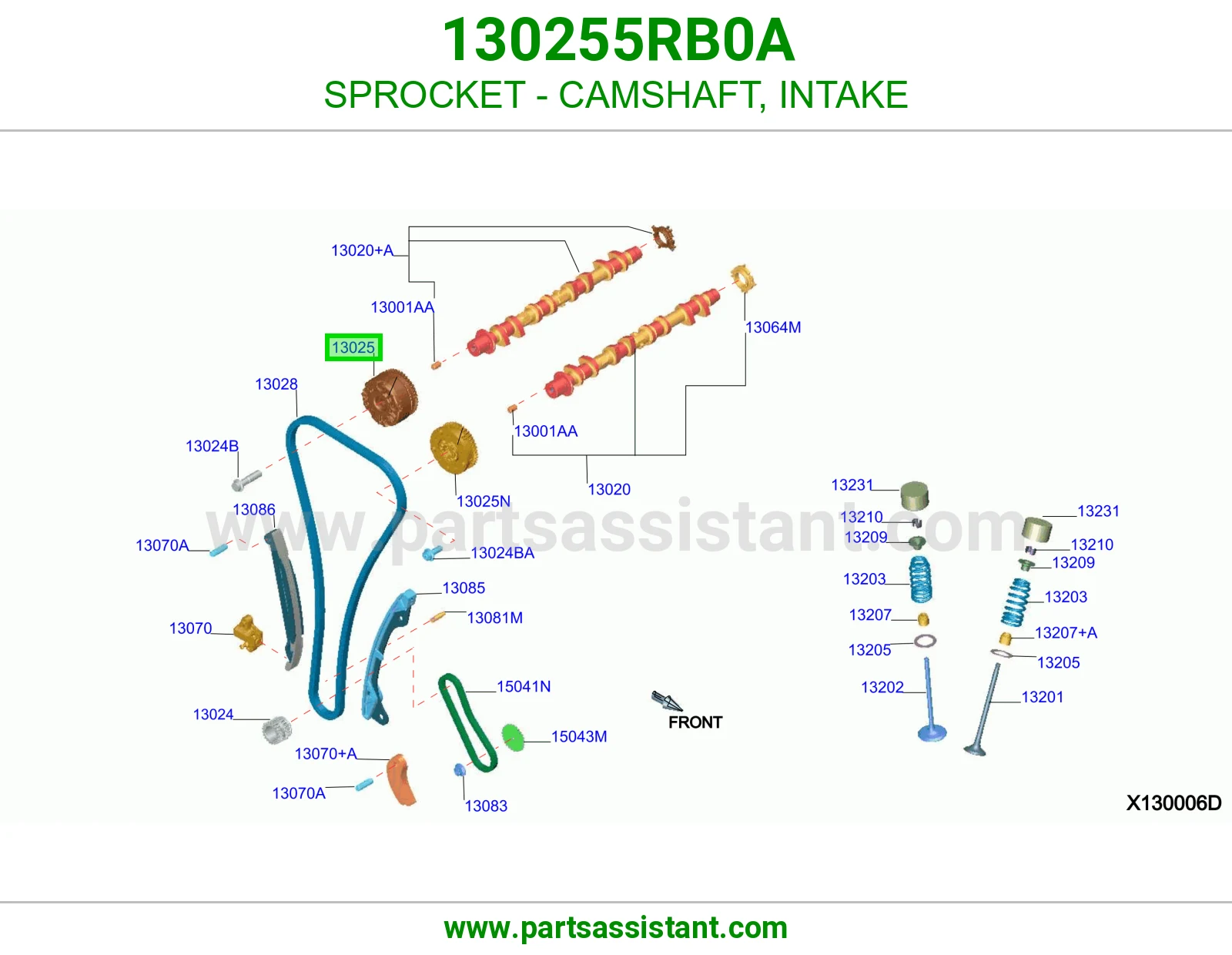 ترس جنزير عمود تيمن يمين 130255RB0A