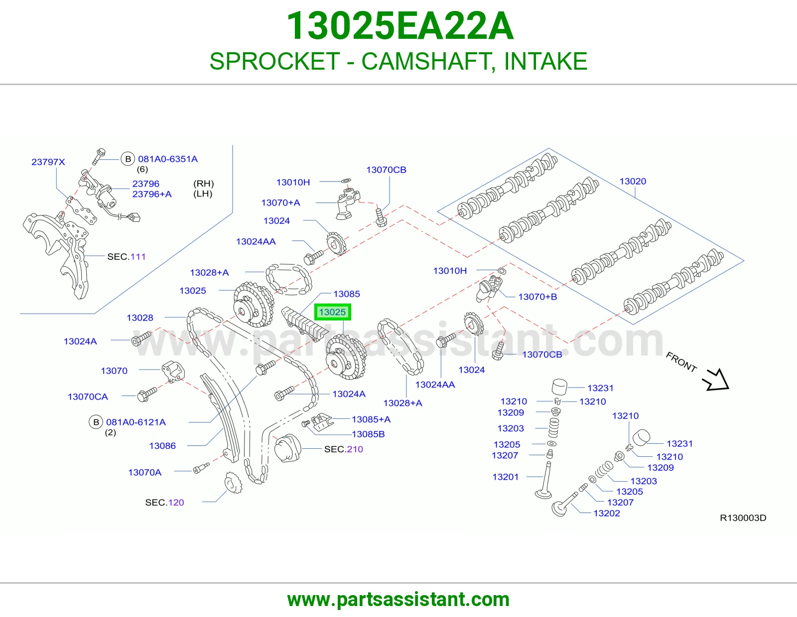 SPROCKET - CAMSHAFT, INTAKE 13025EA22A