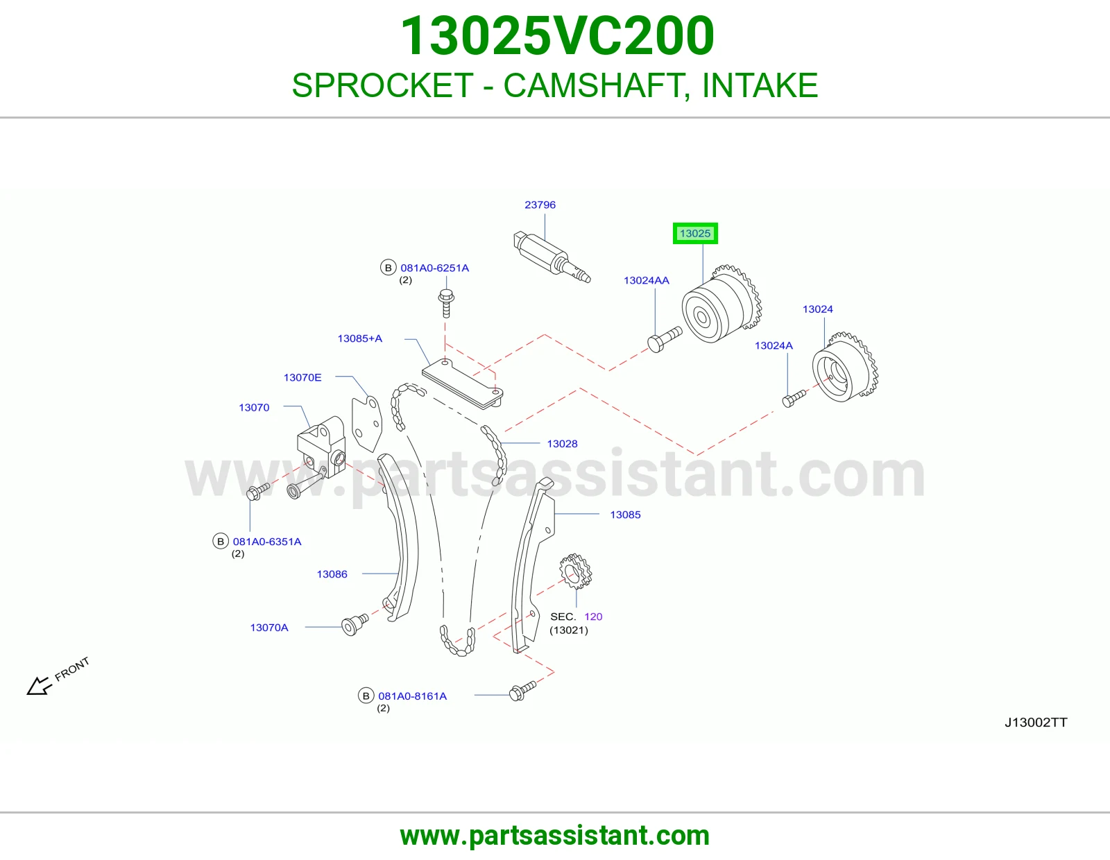 ترس جنزير عمود تيمن يمين 13025VC200