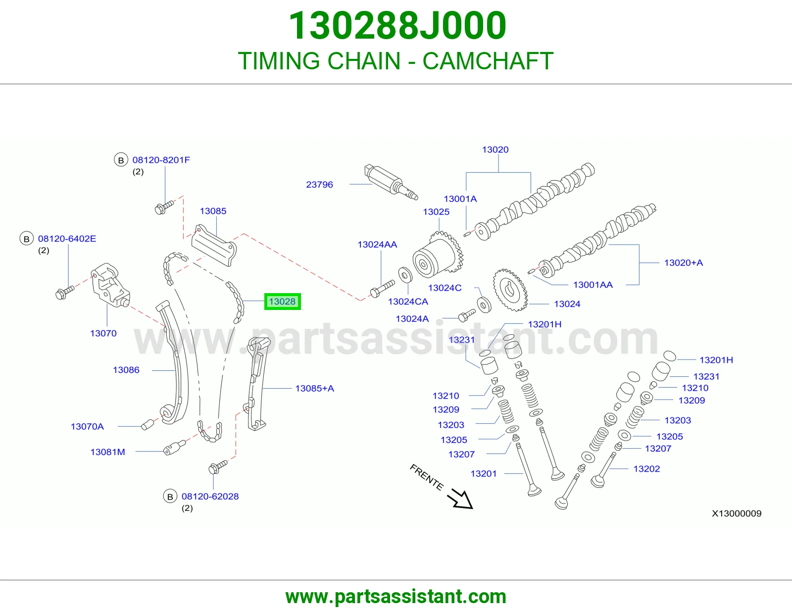 TIMING CHAIN - CAMCHAFT 130288J000