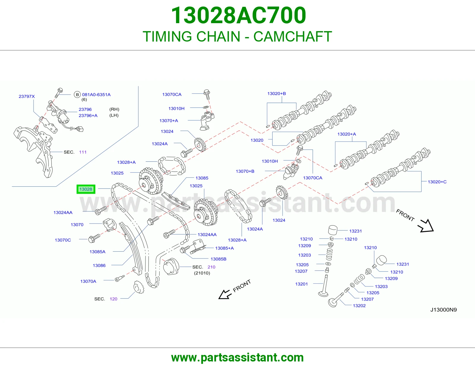 جنزير مكينه عمود تيمن 13028AC700