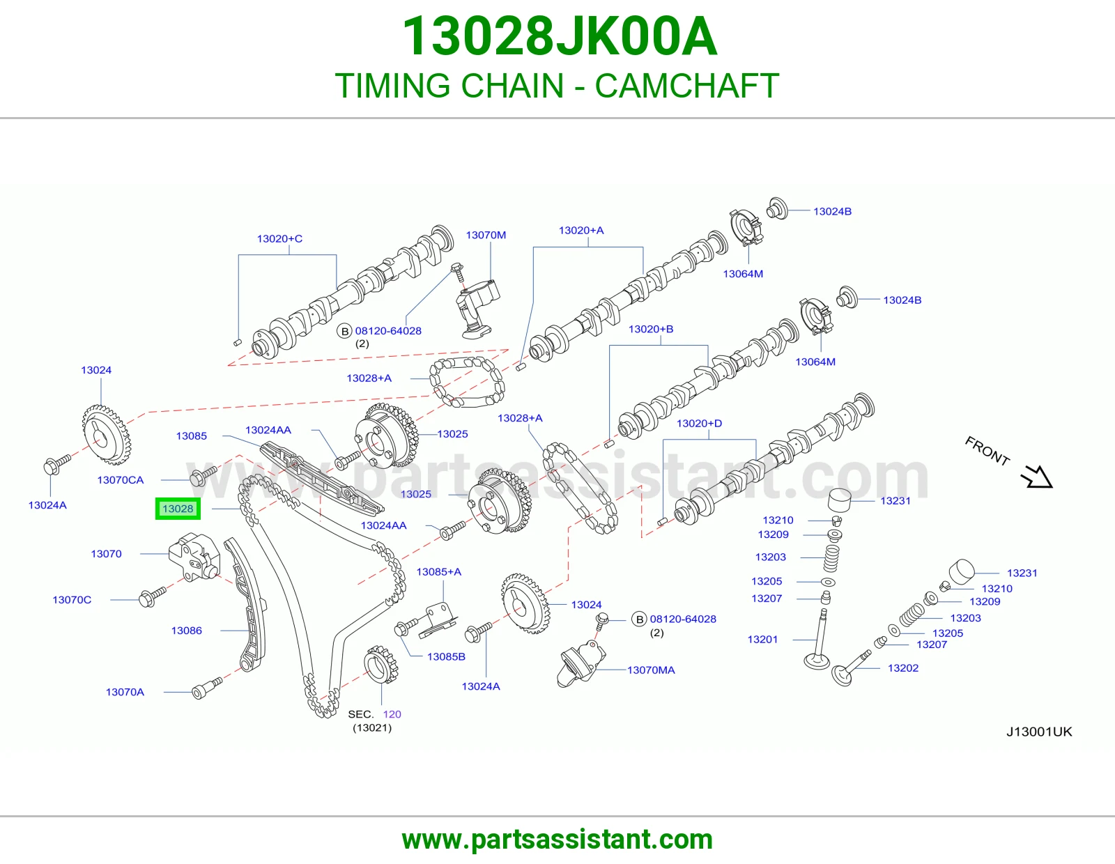 TIMING CHAIN - CAMCHAFT 13028JK00A