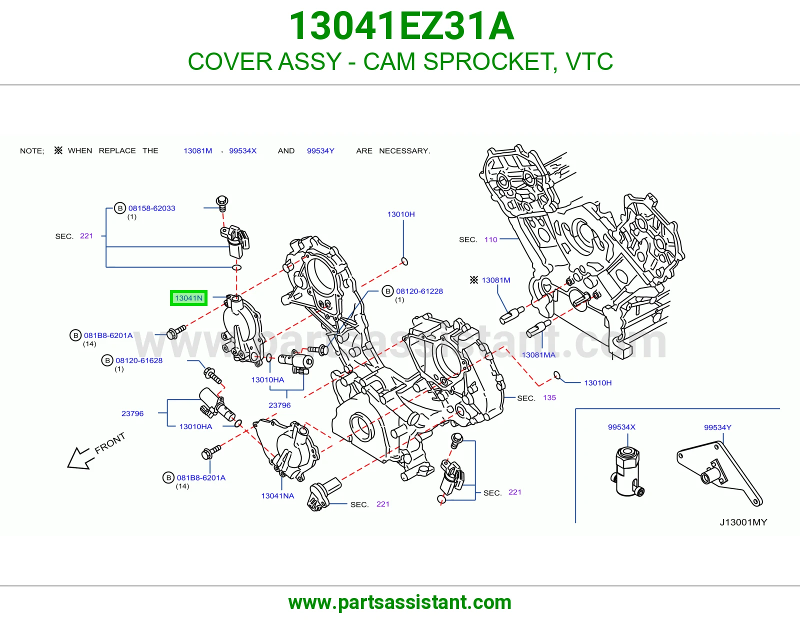 COVER ASSY - CAM SPROCKET, VTC 13041EZ31A