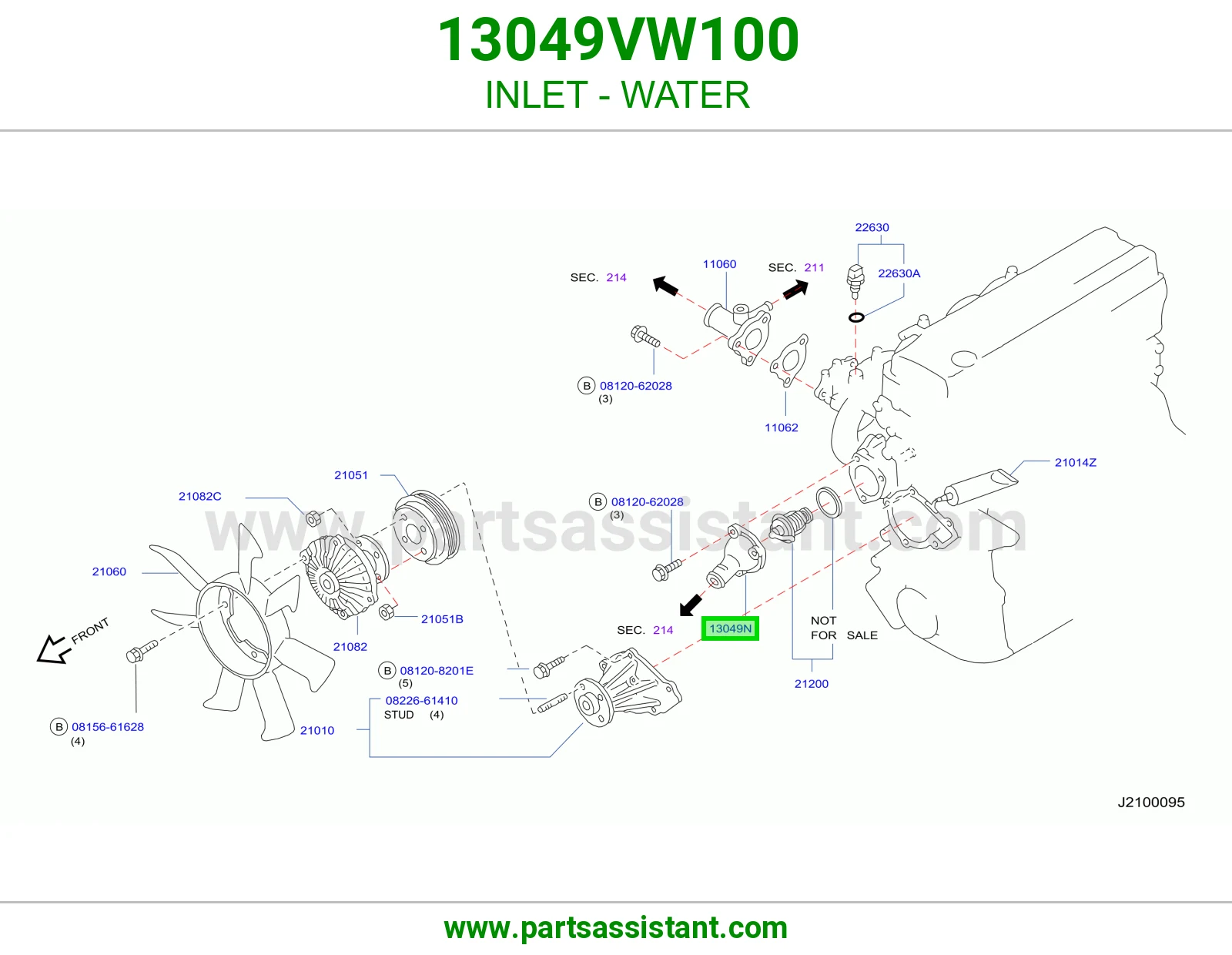 كوع ماء تحت 13049VW100