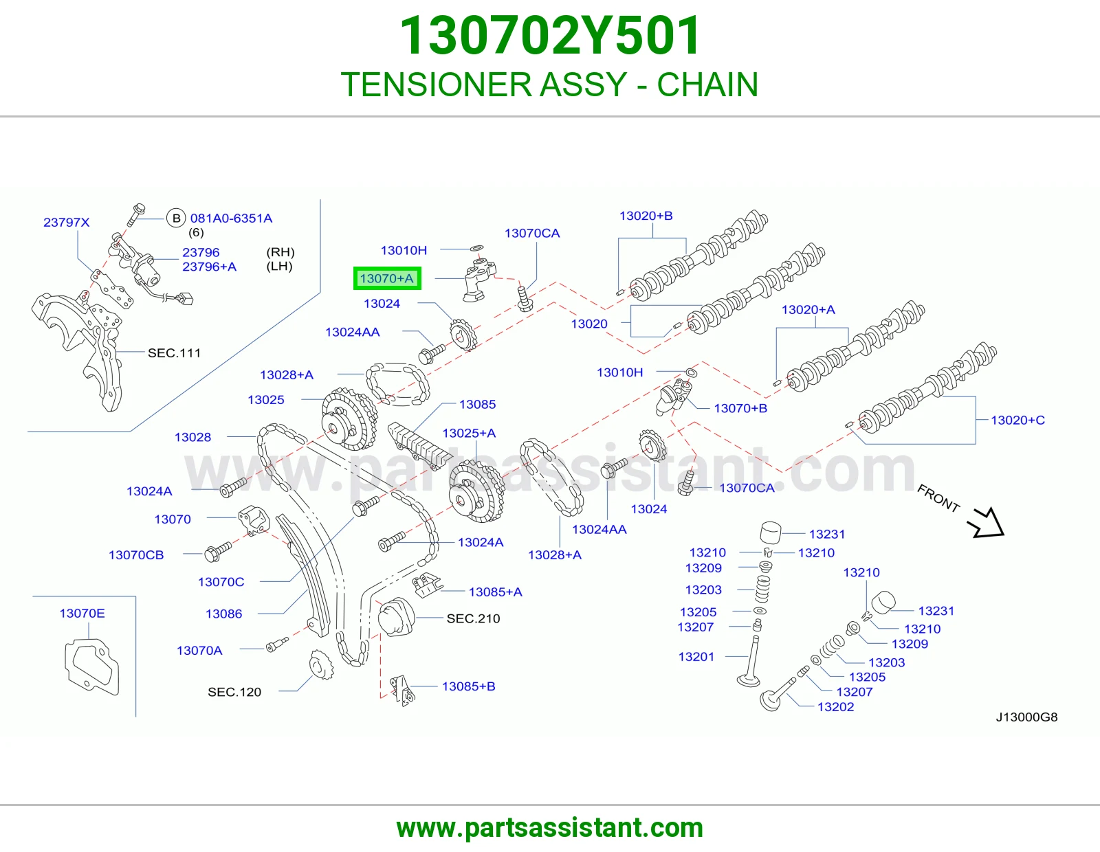 TENSIONER ASSY - CHAIN 130702Y501