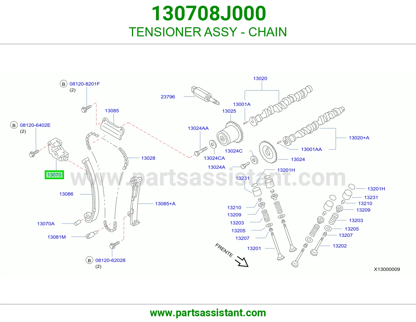 TENSIONER ASSY - CHAIN 130708J000