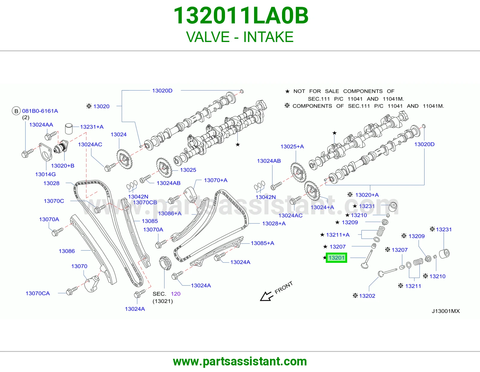 VALVE - INTAKE 132011LA0B