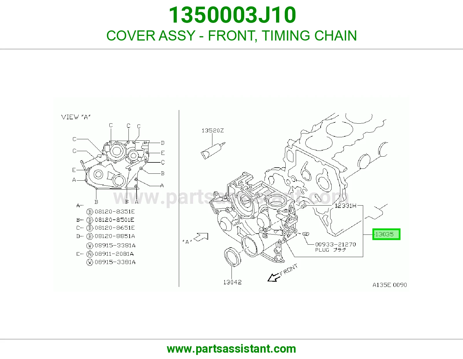 COVER ASSY - FRONT, TIMING CHAIN 1350003J10