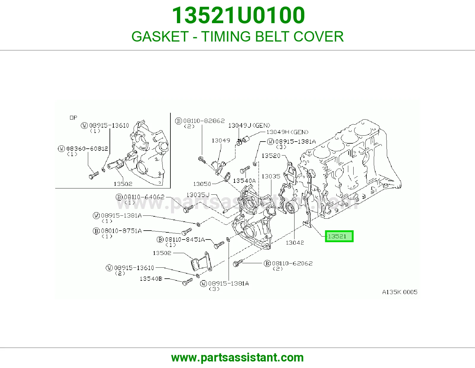 GASKET - TIMING BELT COVER 13521U0100