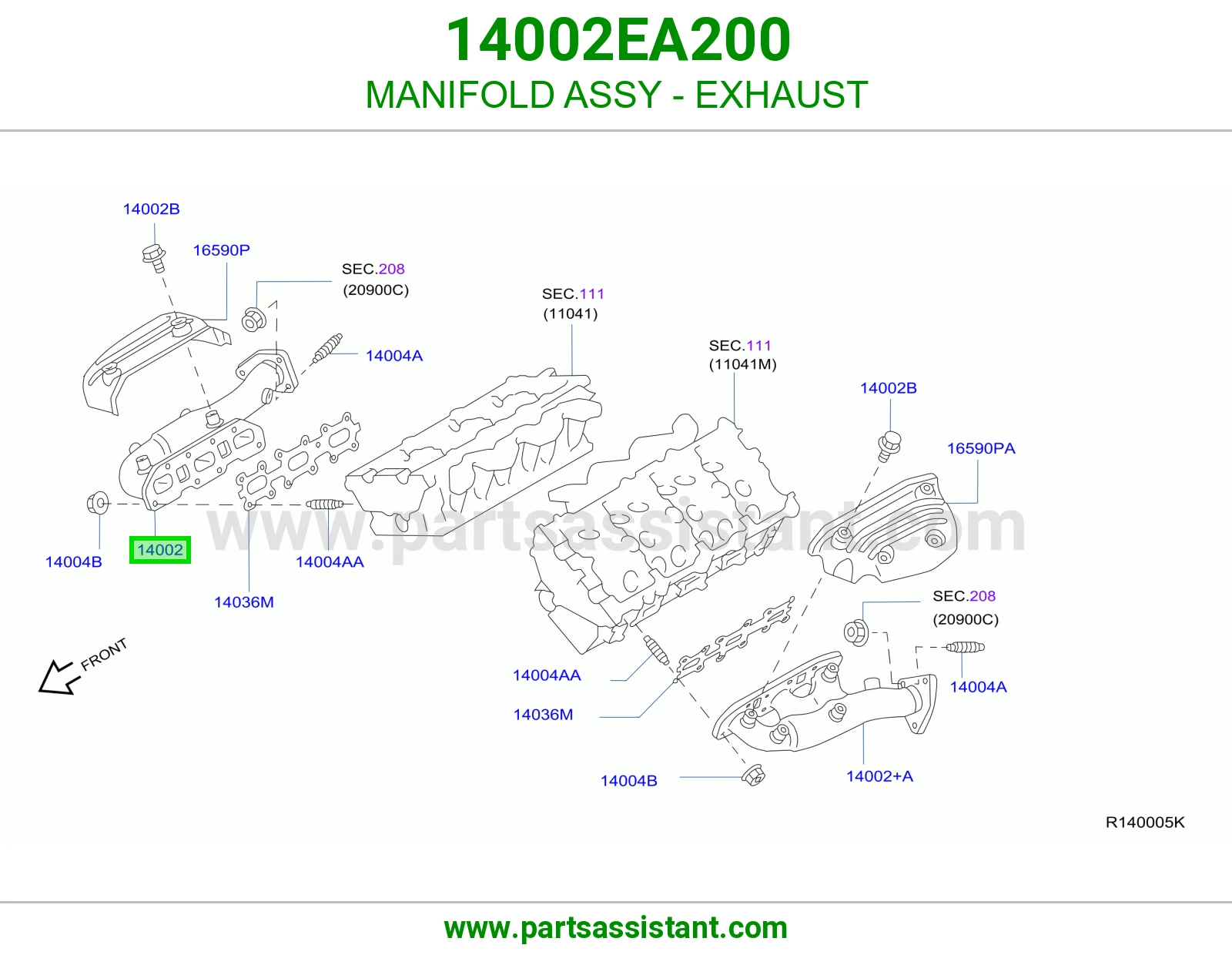 MANIFOLD ASSY - EXHAUST 14002EA200