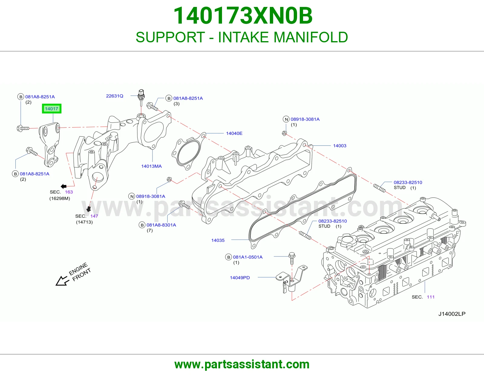 SUPPORT - INTAKE MANIFOLD 140173XN0B