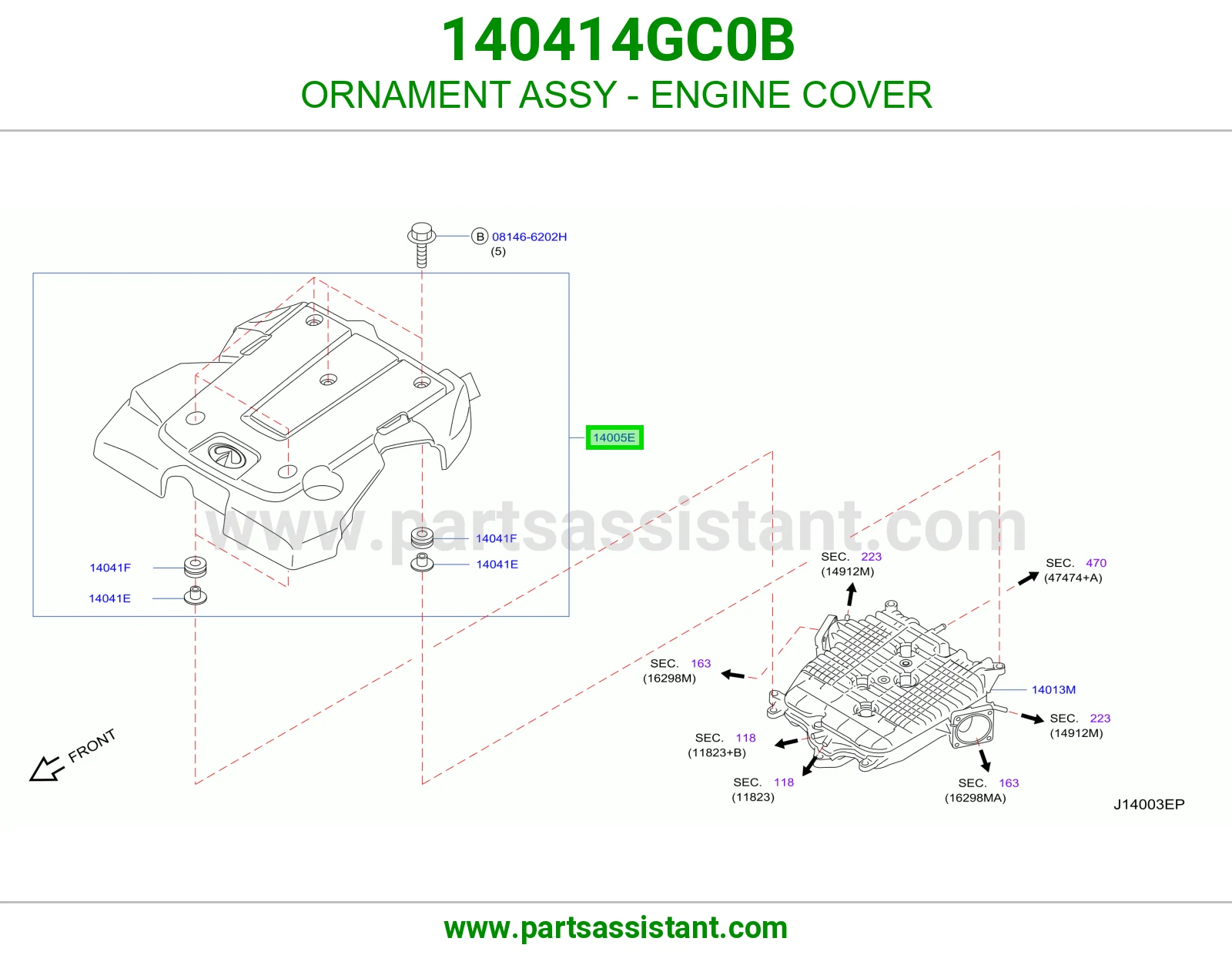ORNAMENT ASSY - ENGINE COVER 140414GC0B