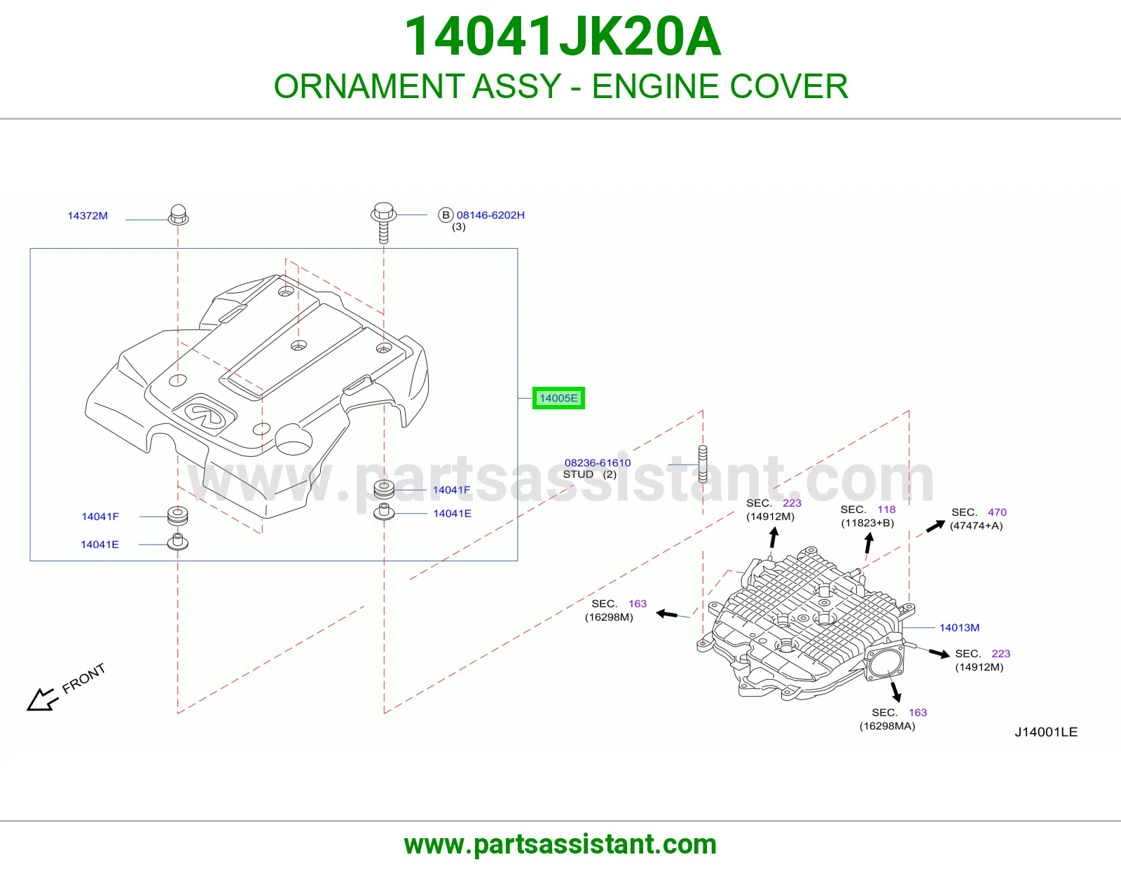 غطا مكينه فوق بلاستيك 14041JK20A