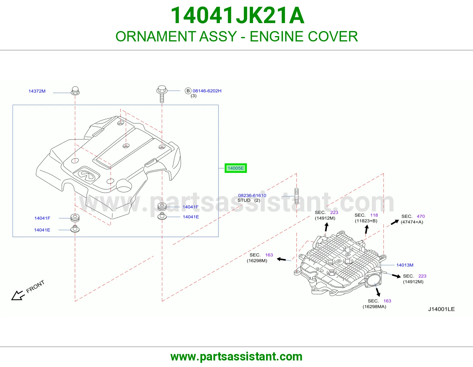 غطا مكينه فوق بلاستيك 14041JK21A