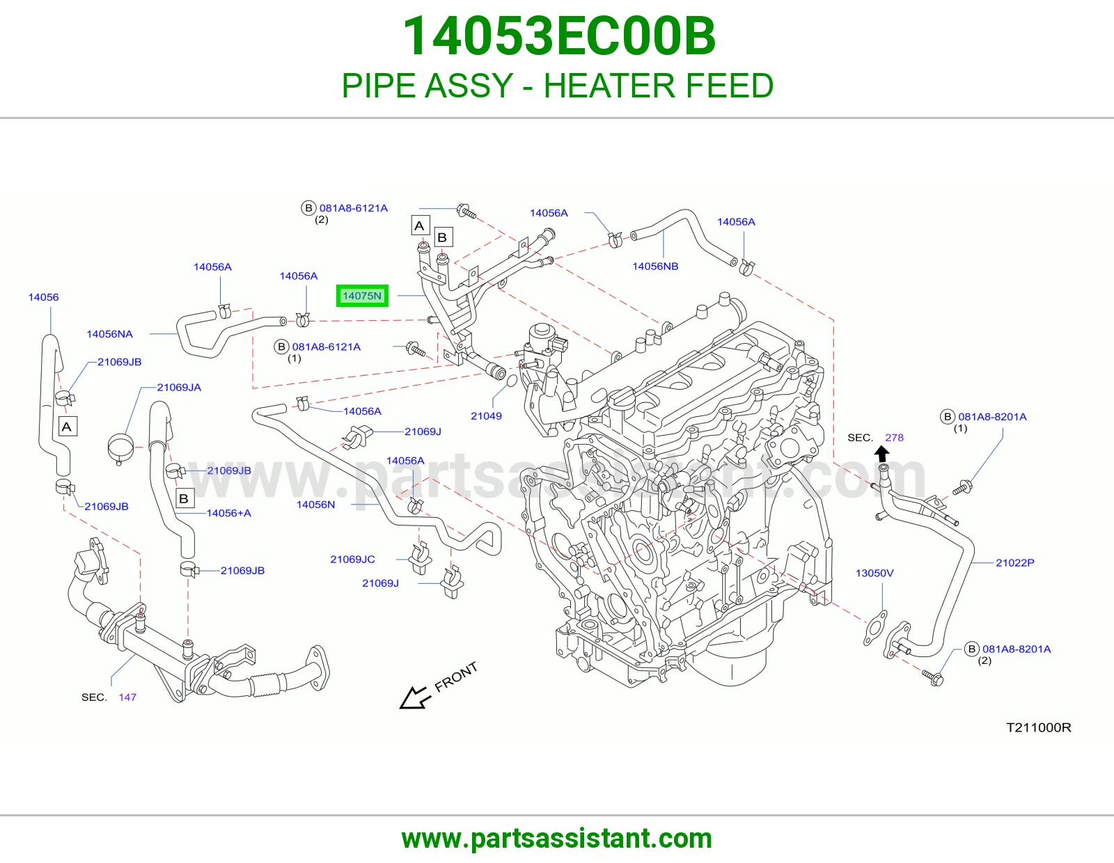 PIPE ASSY - HEATER FEED 14053EC00B