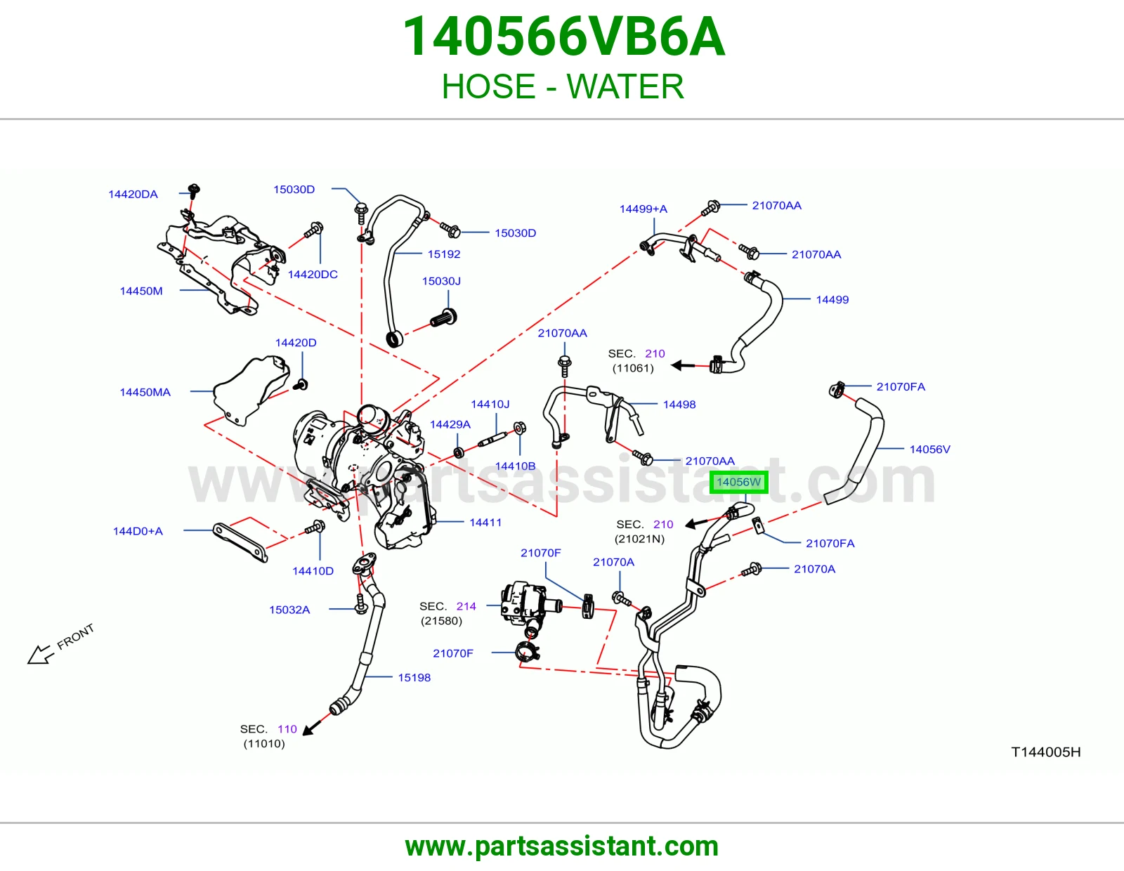 ماسورة كوع ماء تيربو كاملة 140566VB6A