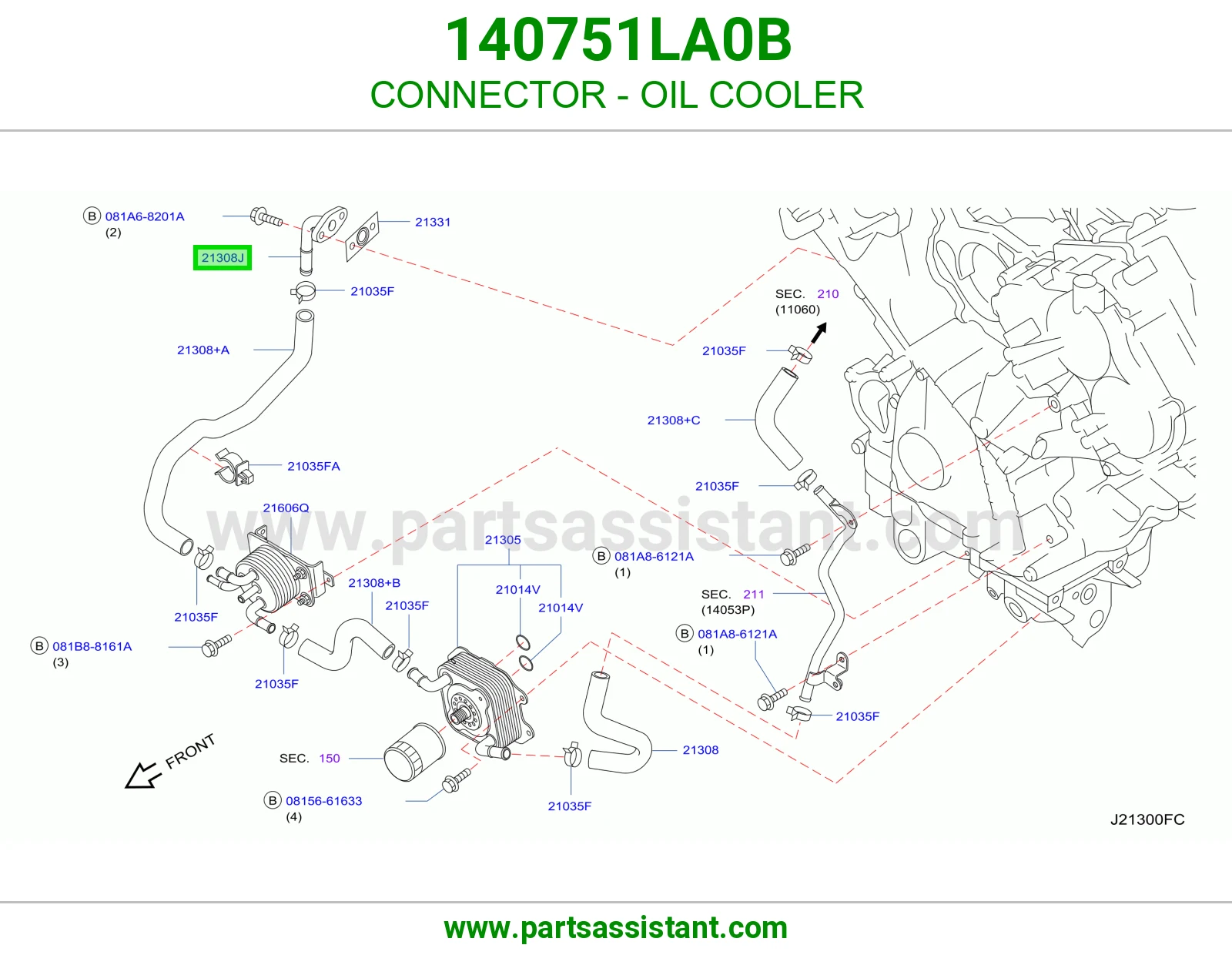 CONNECTOR - OIL COOLER 140751LA0B