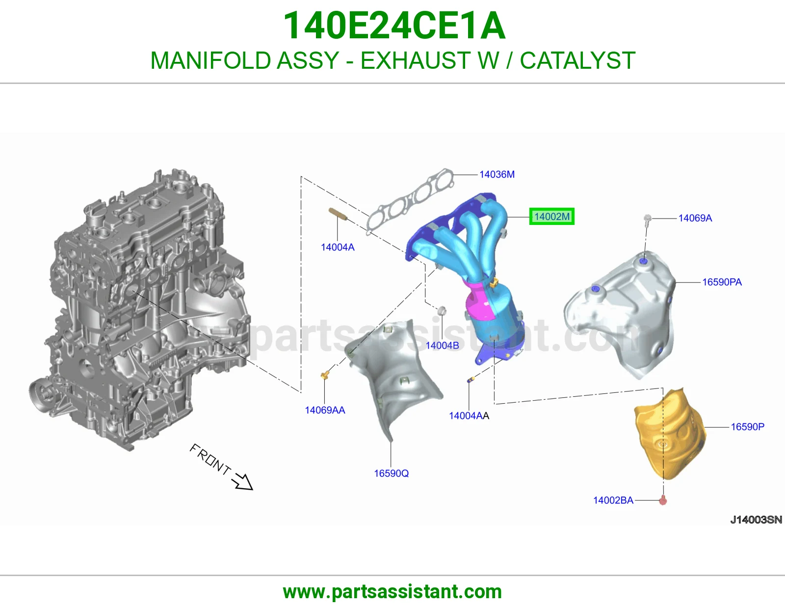 MANIFOLD ASSY - EXHAUST W / CATALYST 140E24CE1A