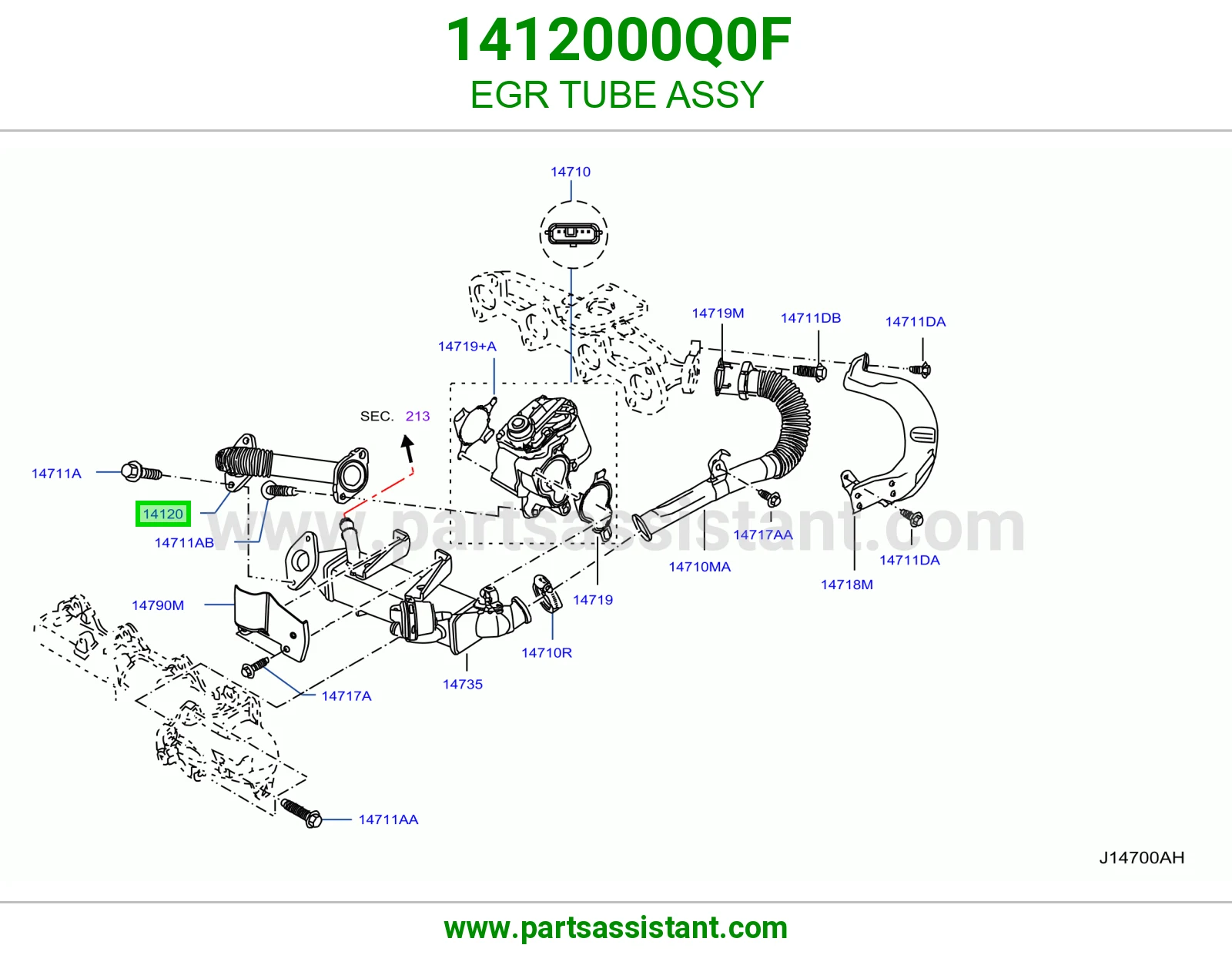 ماسورة EGR كاملة 1412000Q0F