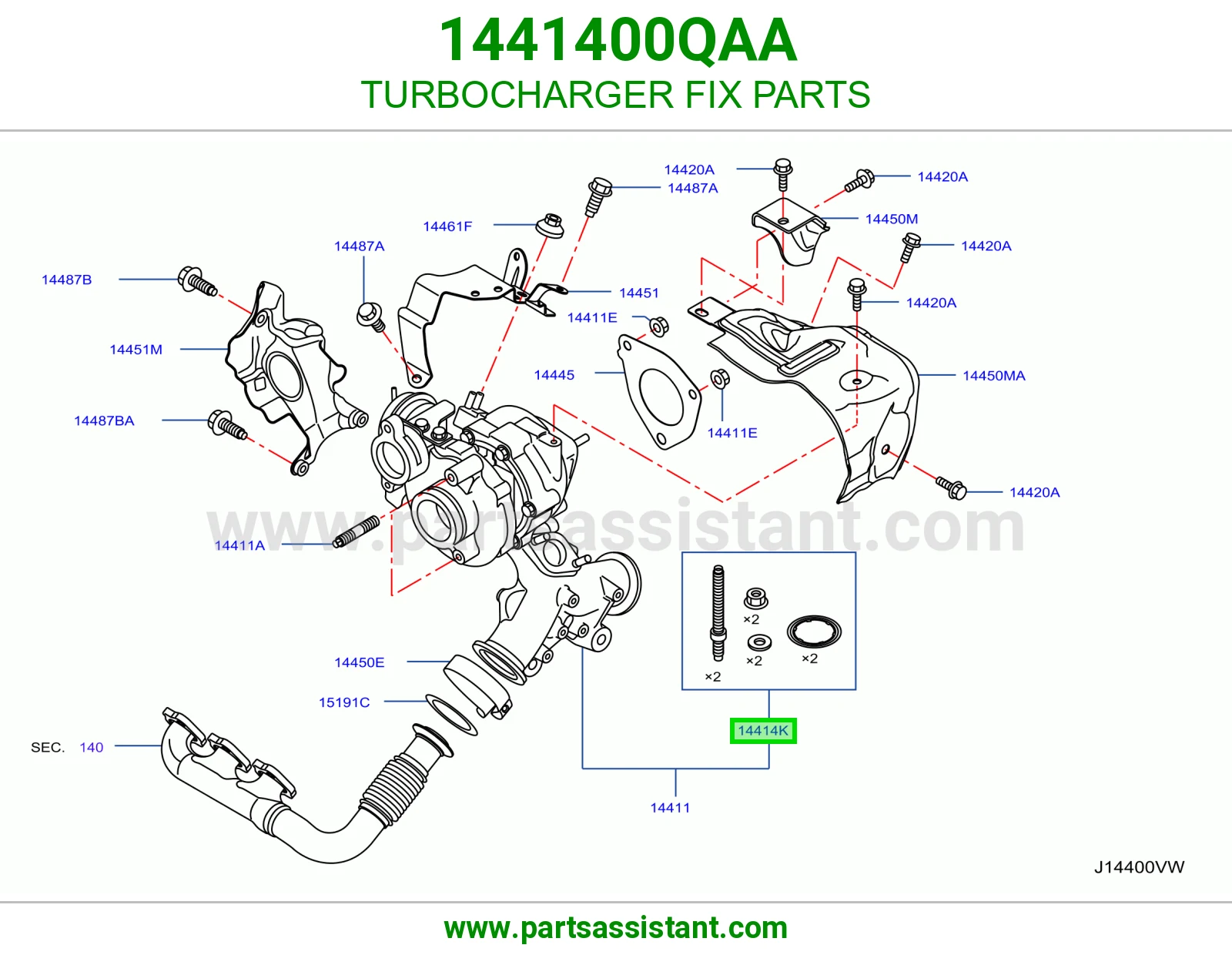 قطع تثبيت تيربو 1441400QAA