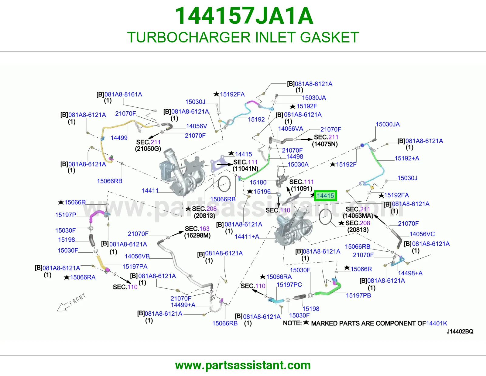 وجه مدخل تيربو 144157JA1A