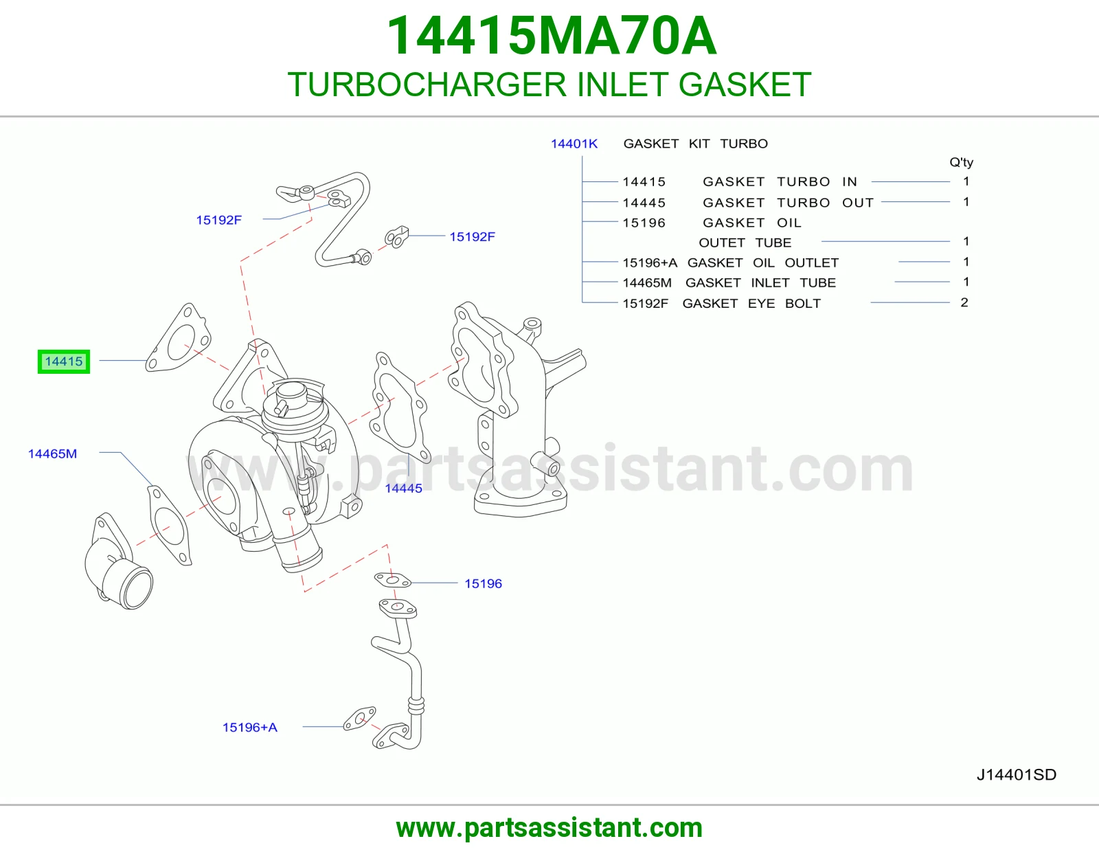 وجه مدخل تيربو 14415MA70A