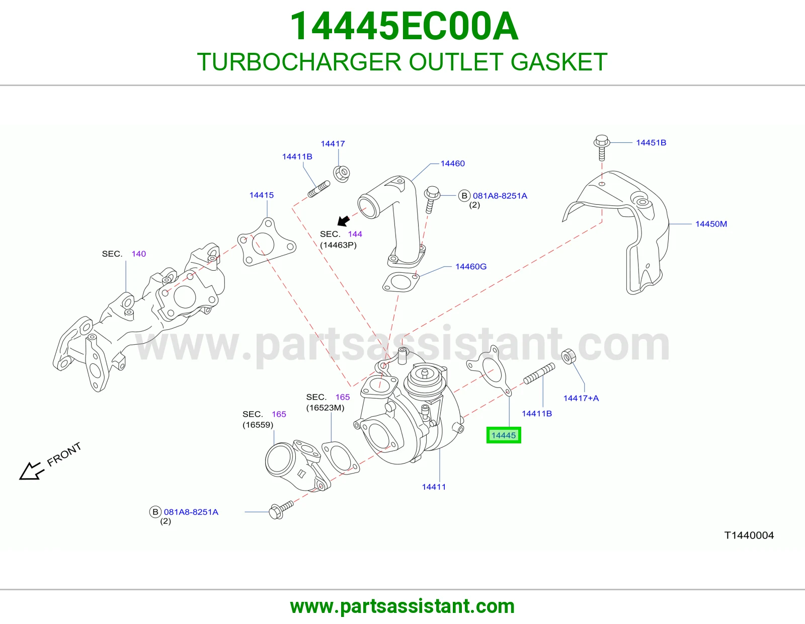 وجه مخرج تيربو 14445EC00A
