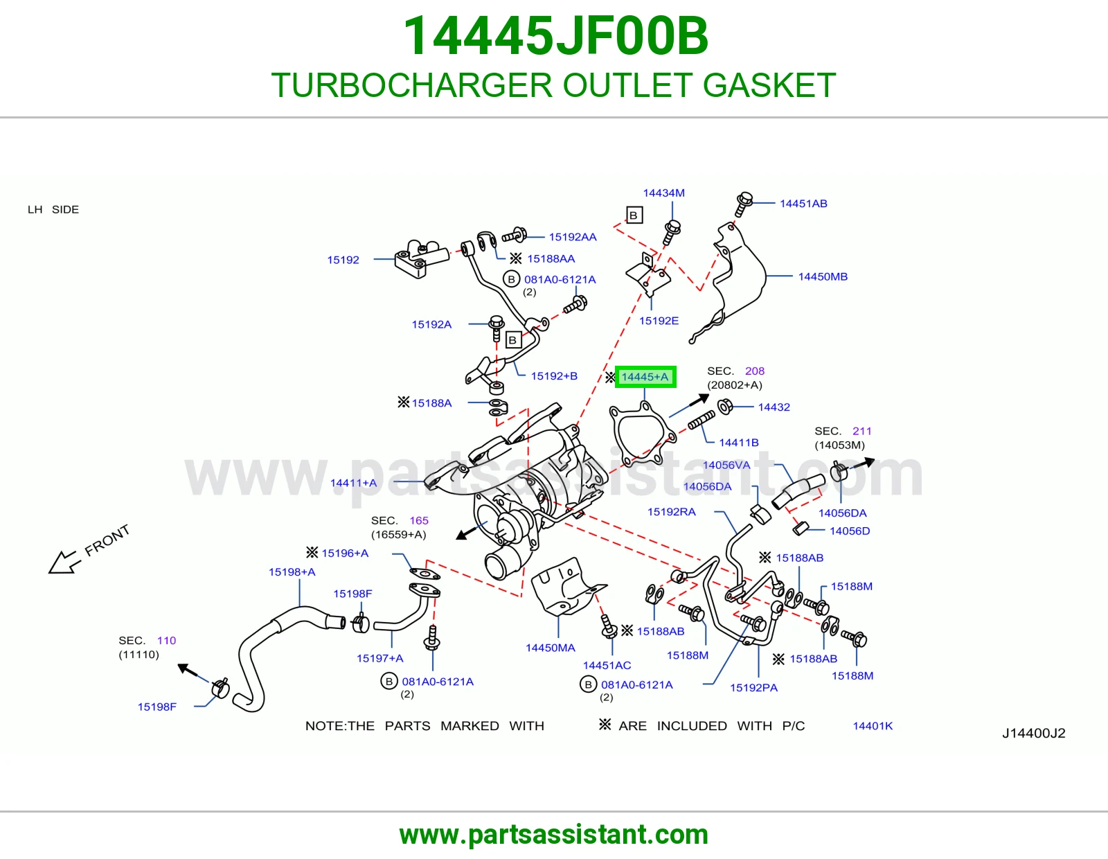 وجه مخرج تيربو 14445JF00B