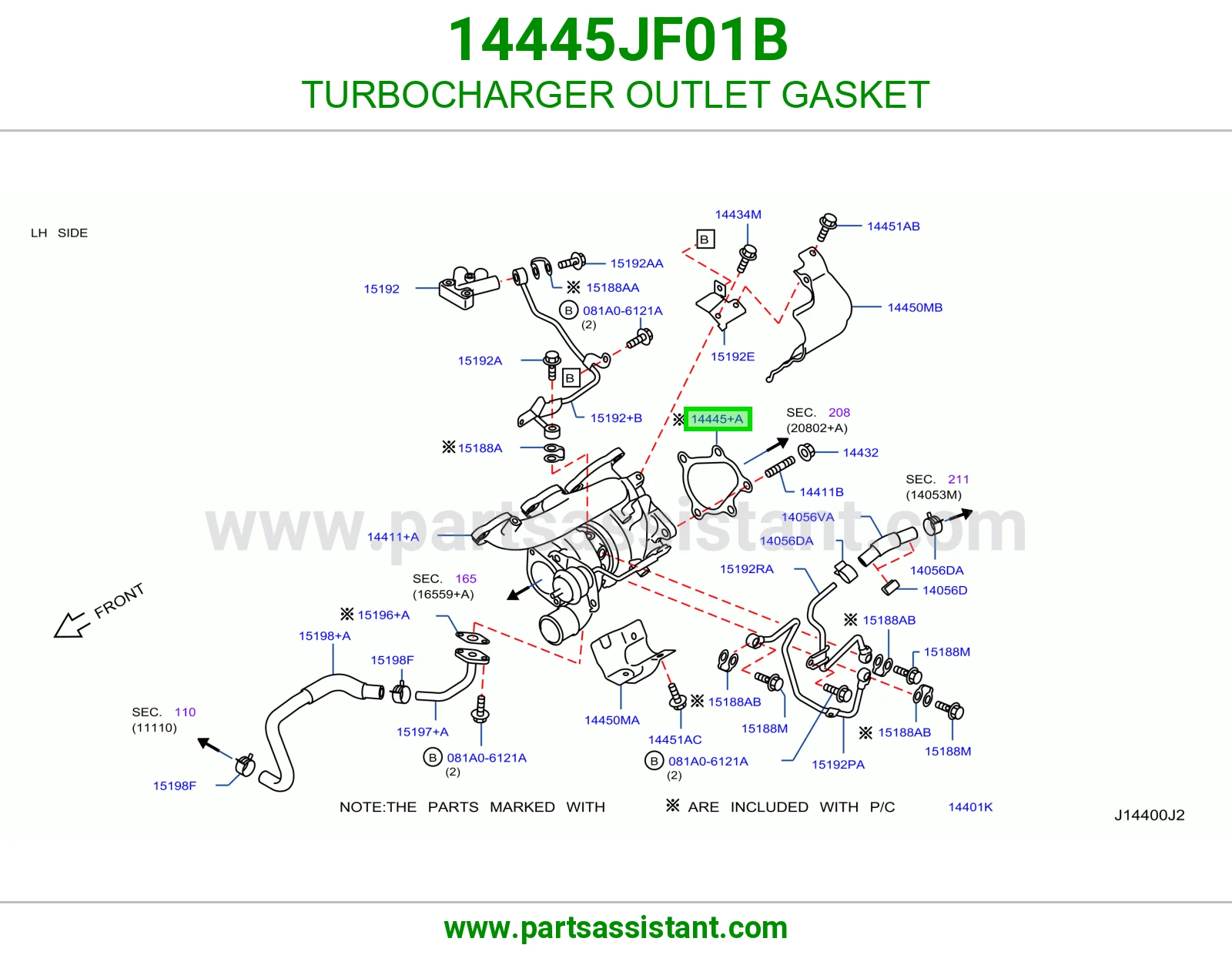 وجه مخرج تيربو 14445JF01B