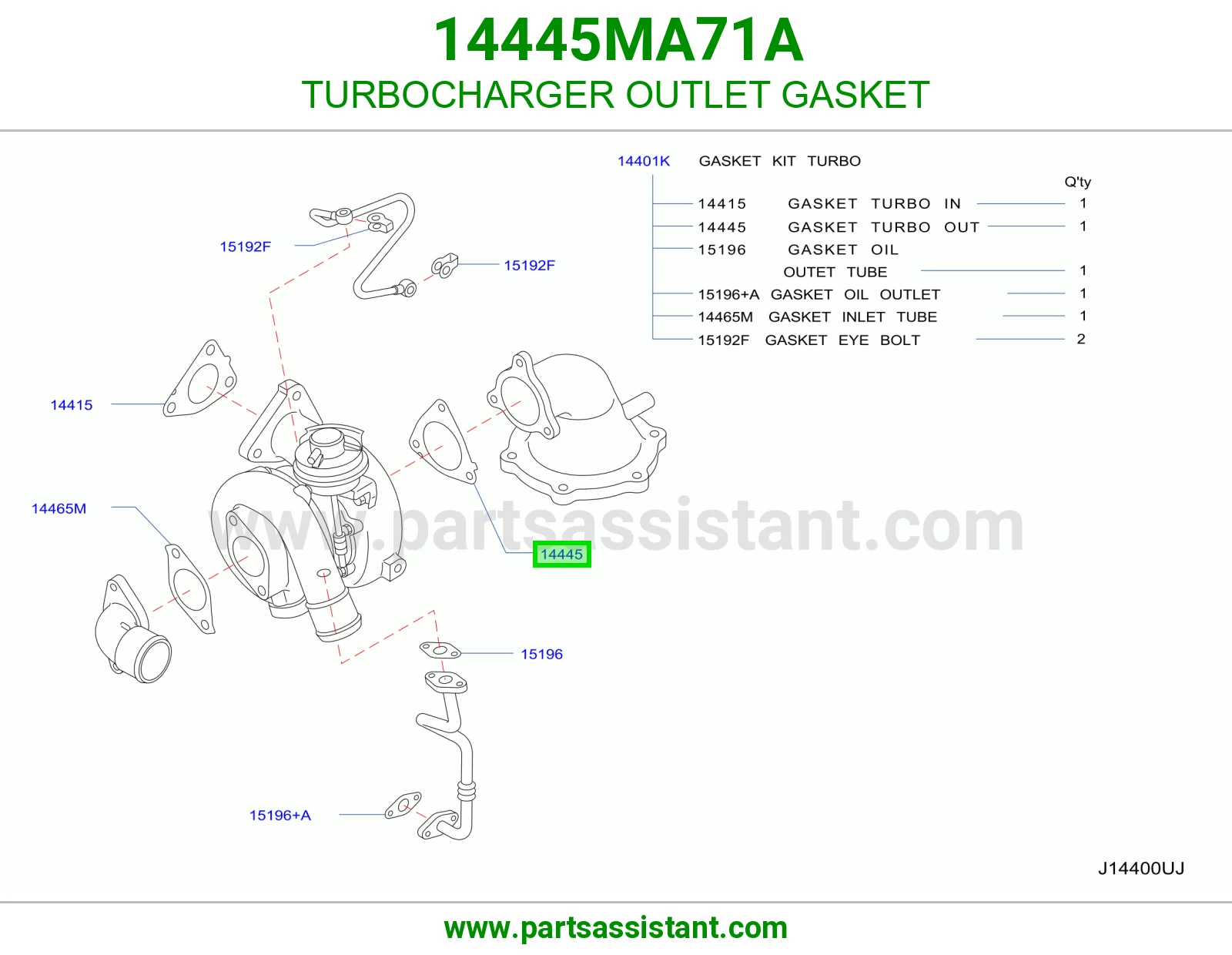 وجه مخرج تيربو 14445MA71A