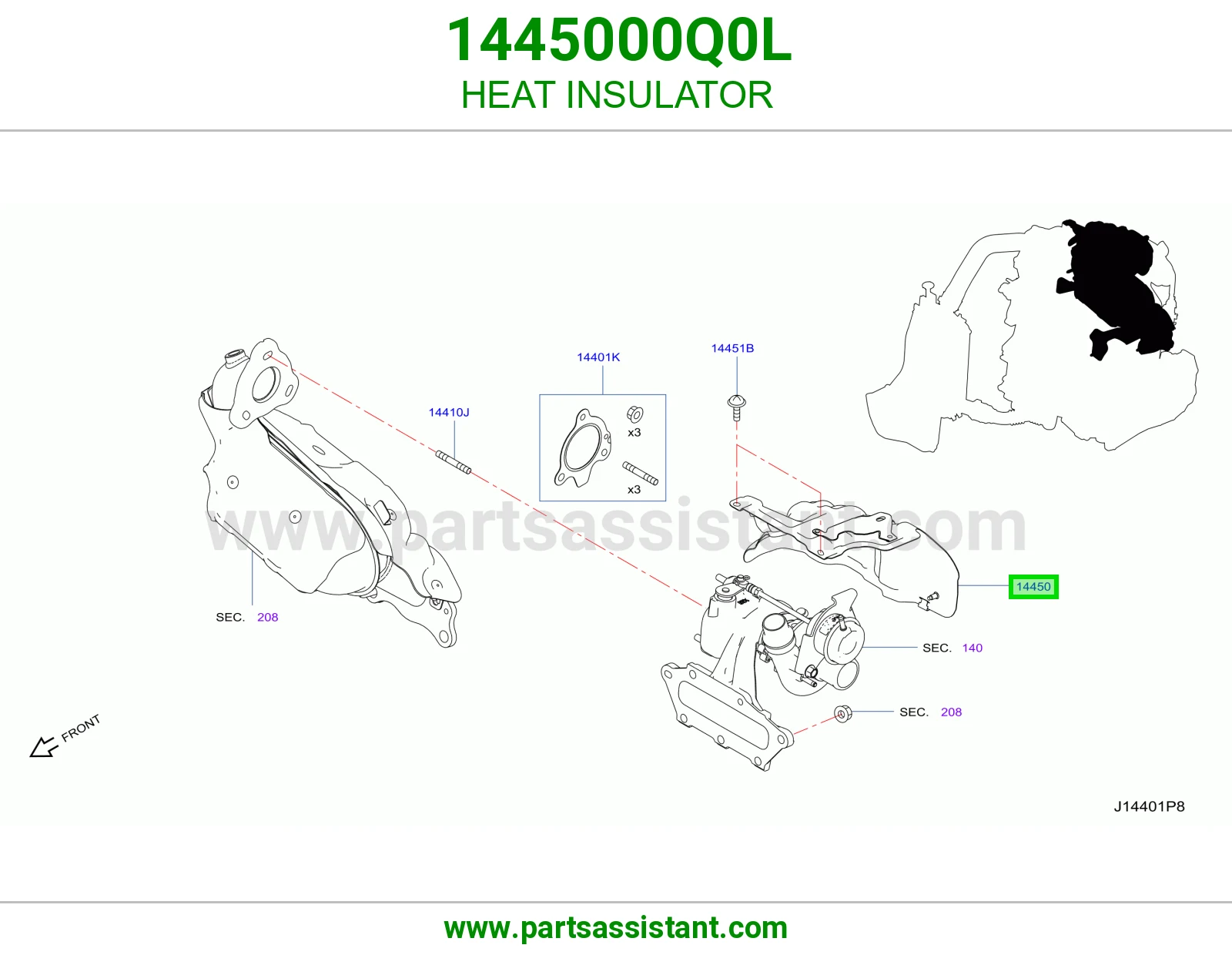 عازل حرارة علبة تيربو 1445000Q0L