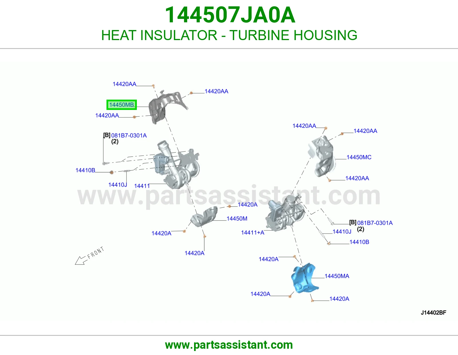 عازل حرارة علبة تيربو 144507JA0A