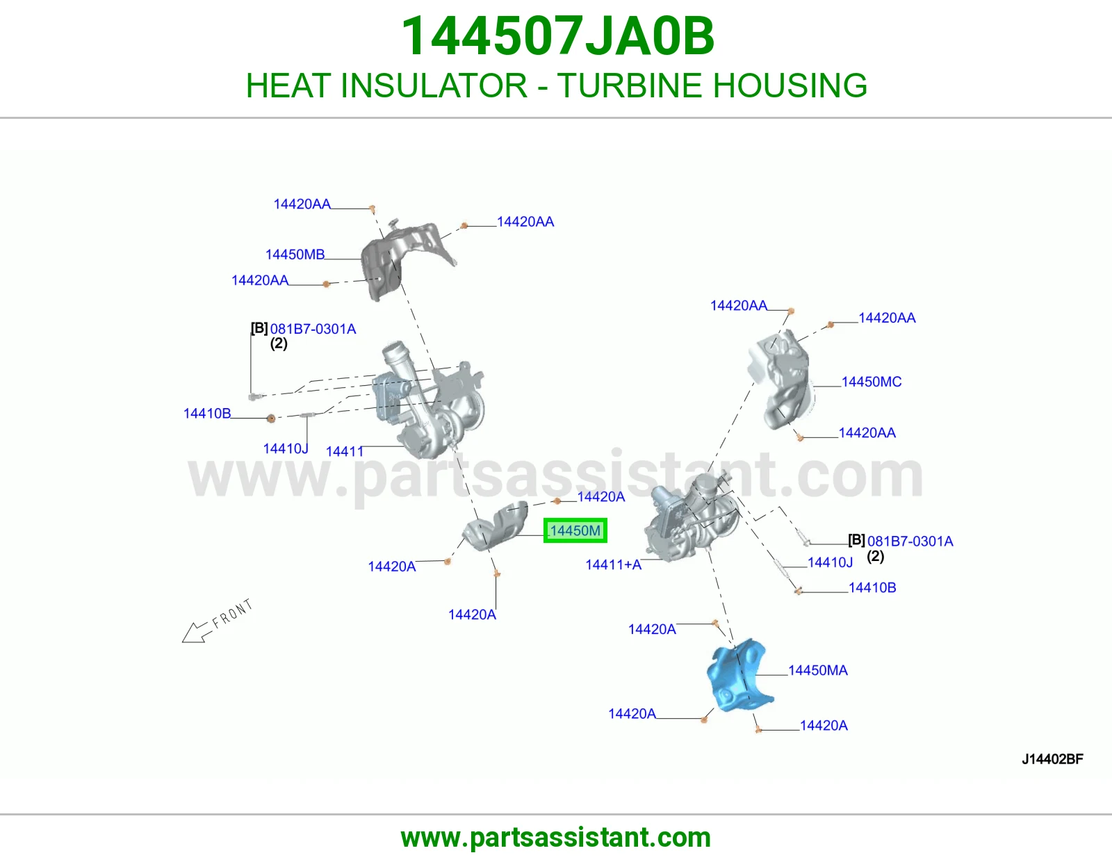 عازل حرارة علبة تيربو 144507JA0B